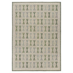Rug & Kilim's Scandinavian Style Rug in Beige & Blue with Hourglass Patterns (tapis de style scandinave en beige et bleu avec des motifs en forme de sablier)