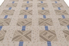 Rug & Kilim’s Scandinavian Style Rug in Beige-Brown and Blue Geometric Patterns