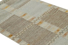 Rug & Kilim's Scandinavian Style Rug in Beige-Brown and Blue Geometric Patterns