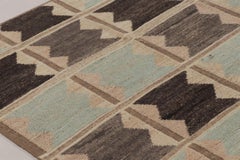Rug & Kilim’s Scandinavian Style Rug in Beige-Brown and Blue Geometric Patterns