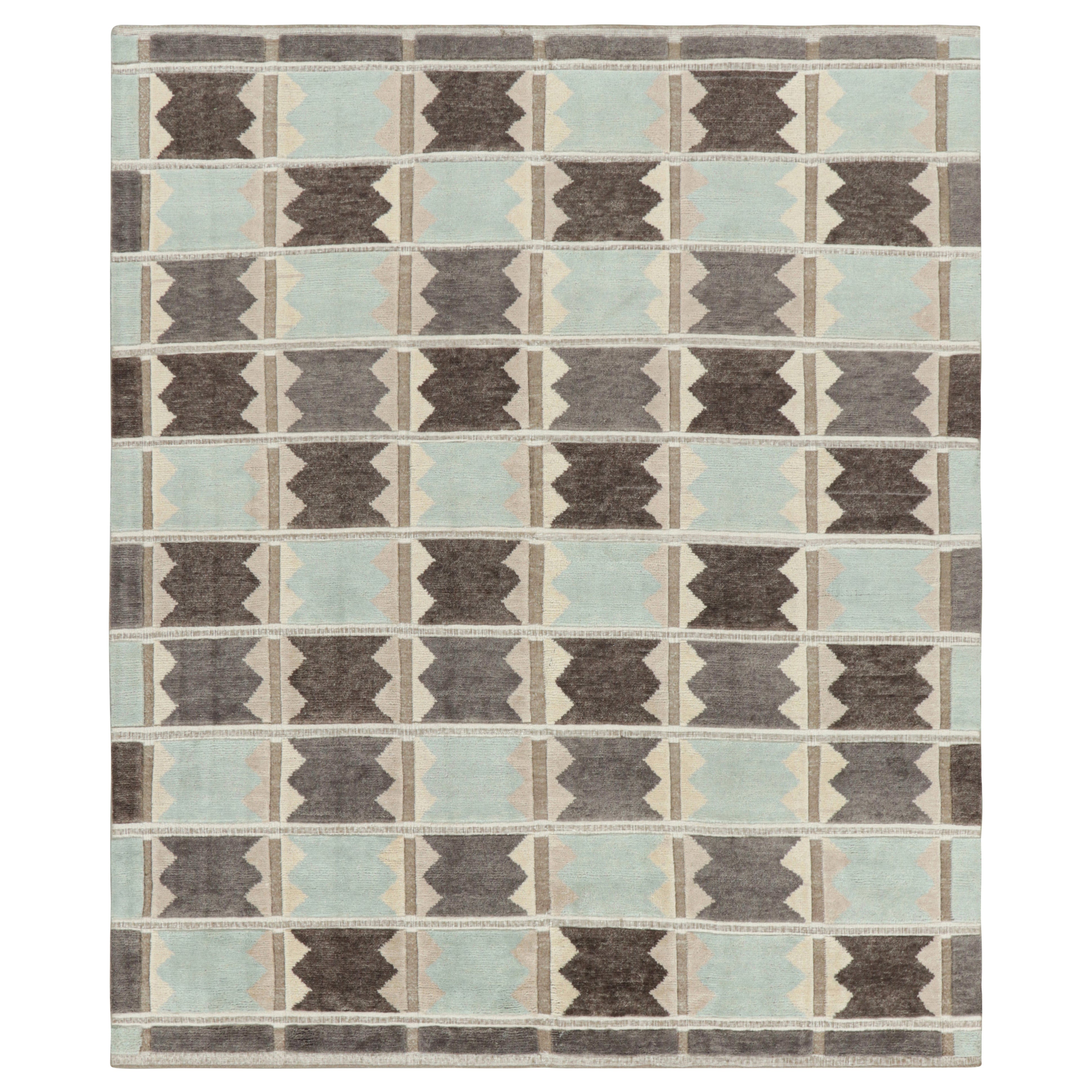 Tappeto in stile scandinavo Rug & Kilim con motivi geometrici beige-marrone e blu