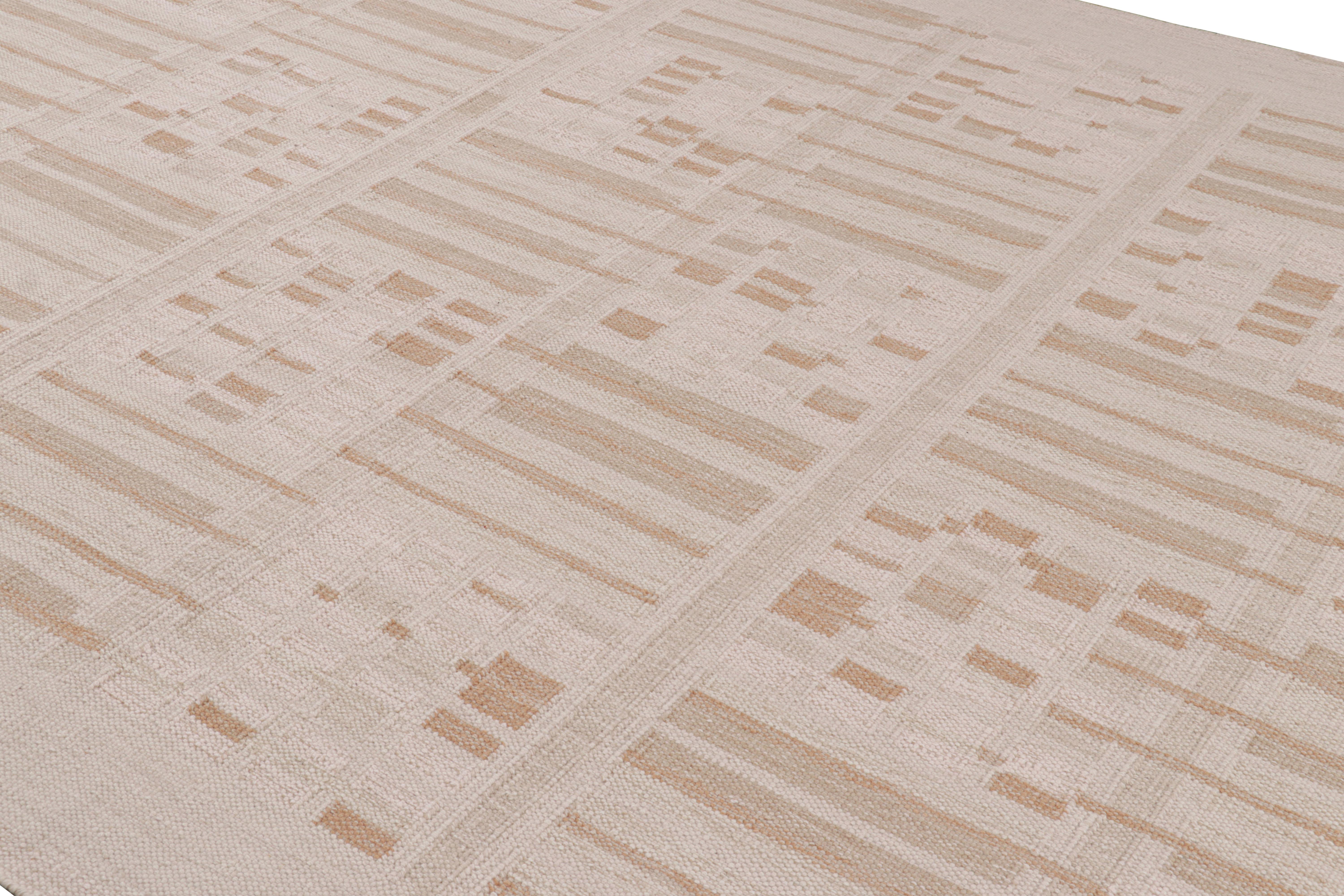 Questo kilim scandinavo 9x12, tessuto a mano in lana, dalla nostra celebre trama piatta della premiata collezione, gode della finezza dell'estetica svedese con un motivo geometrico. 

Sul design: 

Gli ammiratori dell'artigianato potranno ammirare
