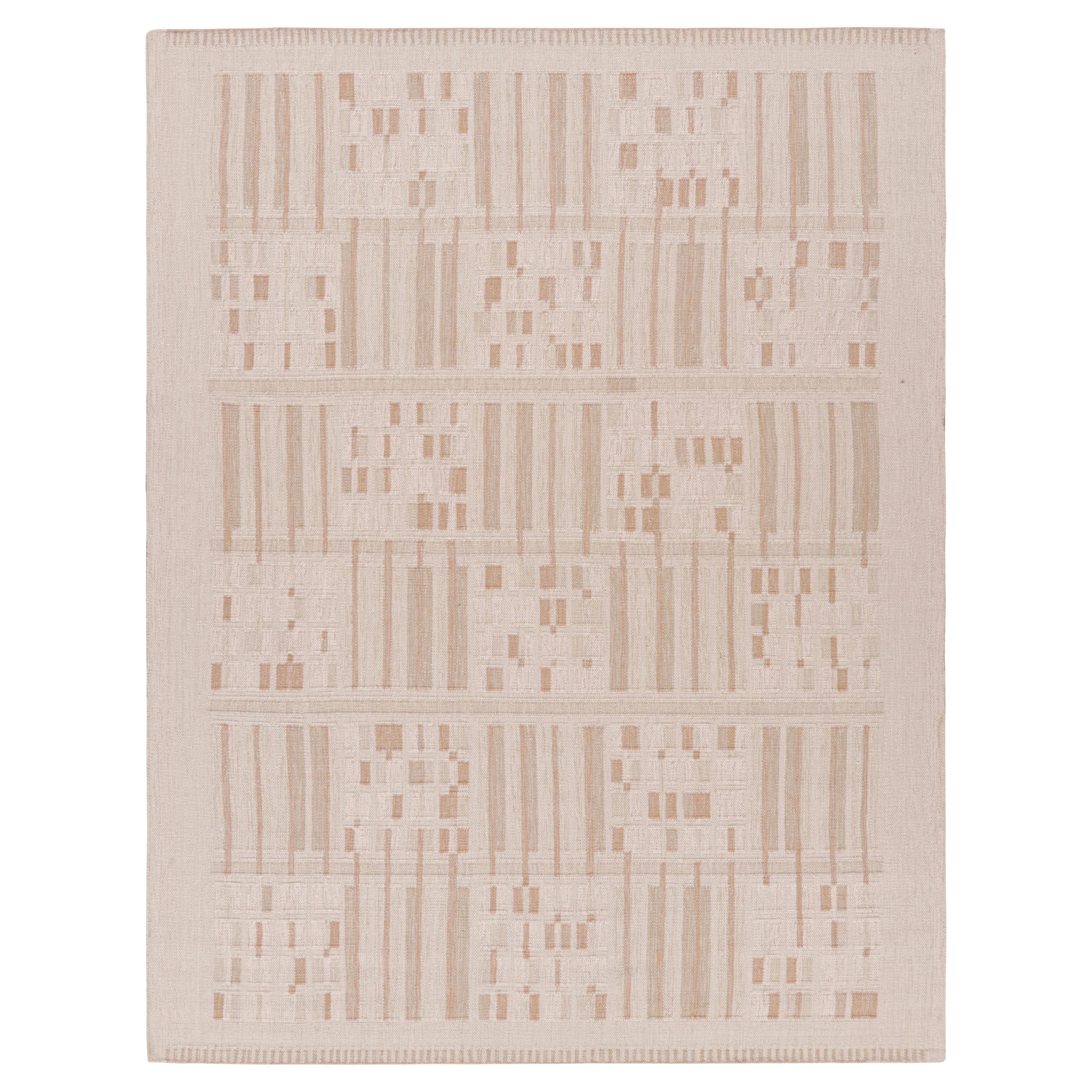 Rug 
Kilim’s Scandinavian Style Rug in Beige-Brown and Cream Geometric Pattern For Sale