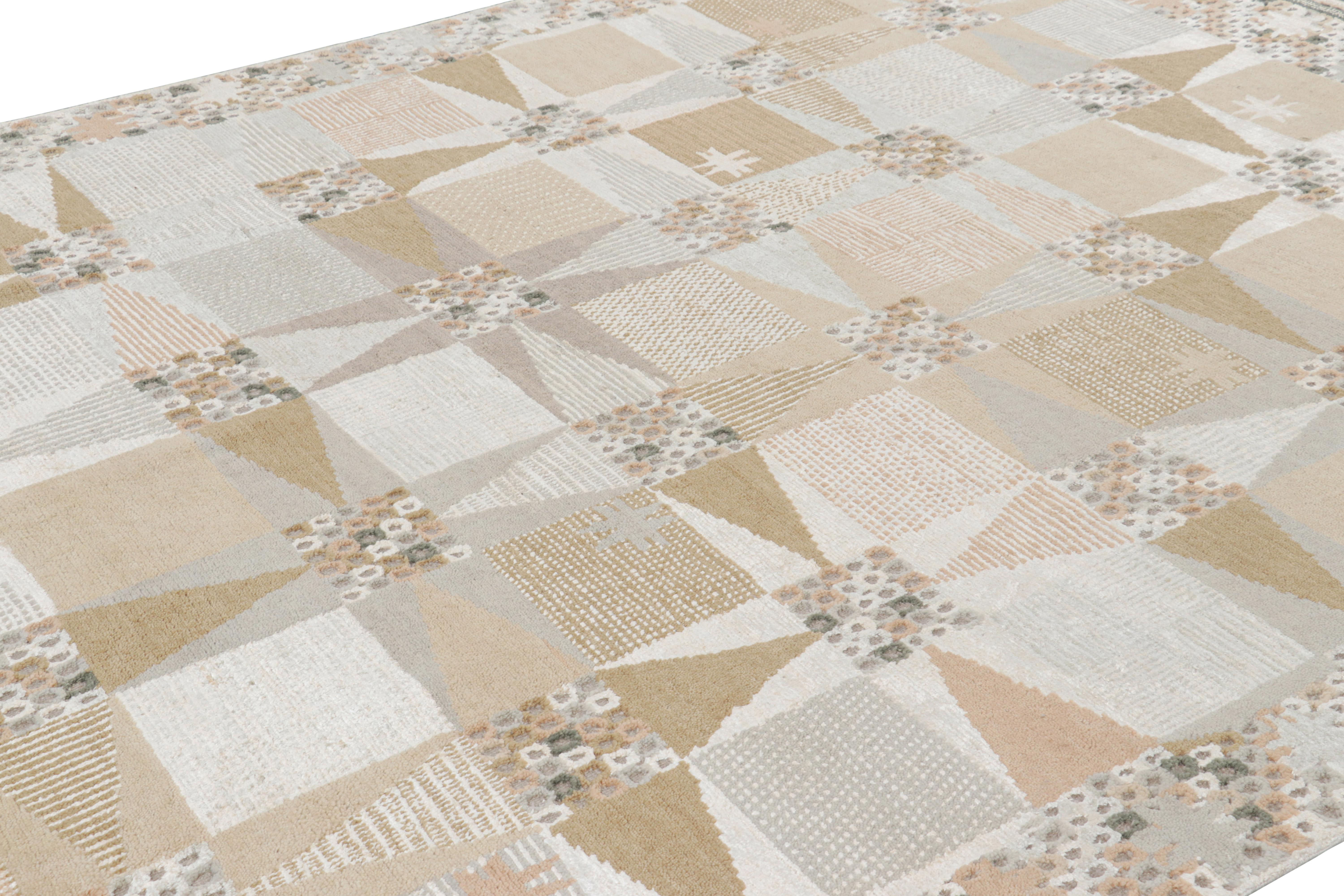 Noué à la main en laine, ce tapis suédois 6x9 de notre texture 