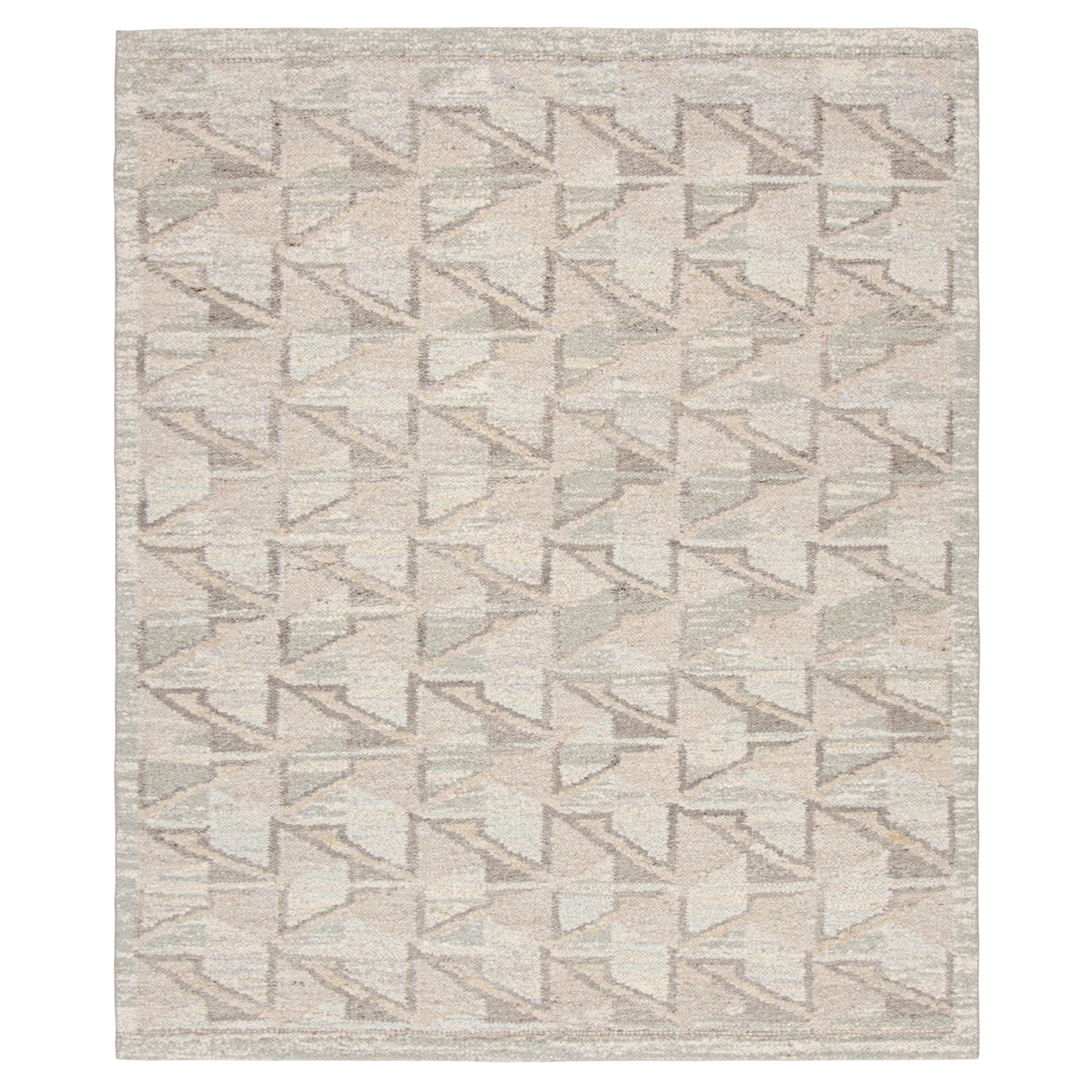 Rug & Kilim's Teppich im skandinavischen Stil in Beige-Braun und Grau mit geometrischen Mustern