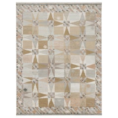 Tapis de style scandinave à motifs géométriques beige-brun et gris de Rug 
Kilim