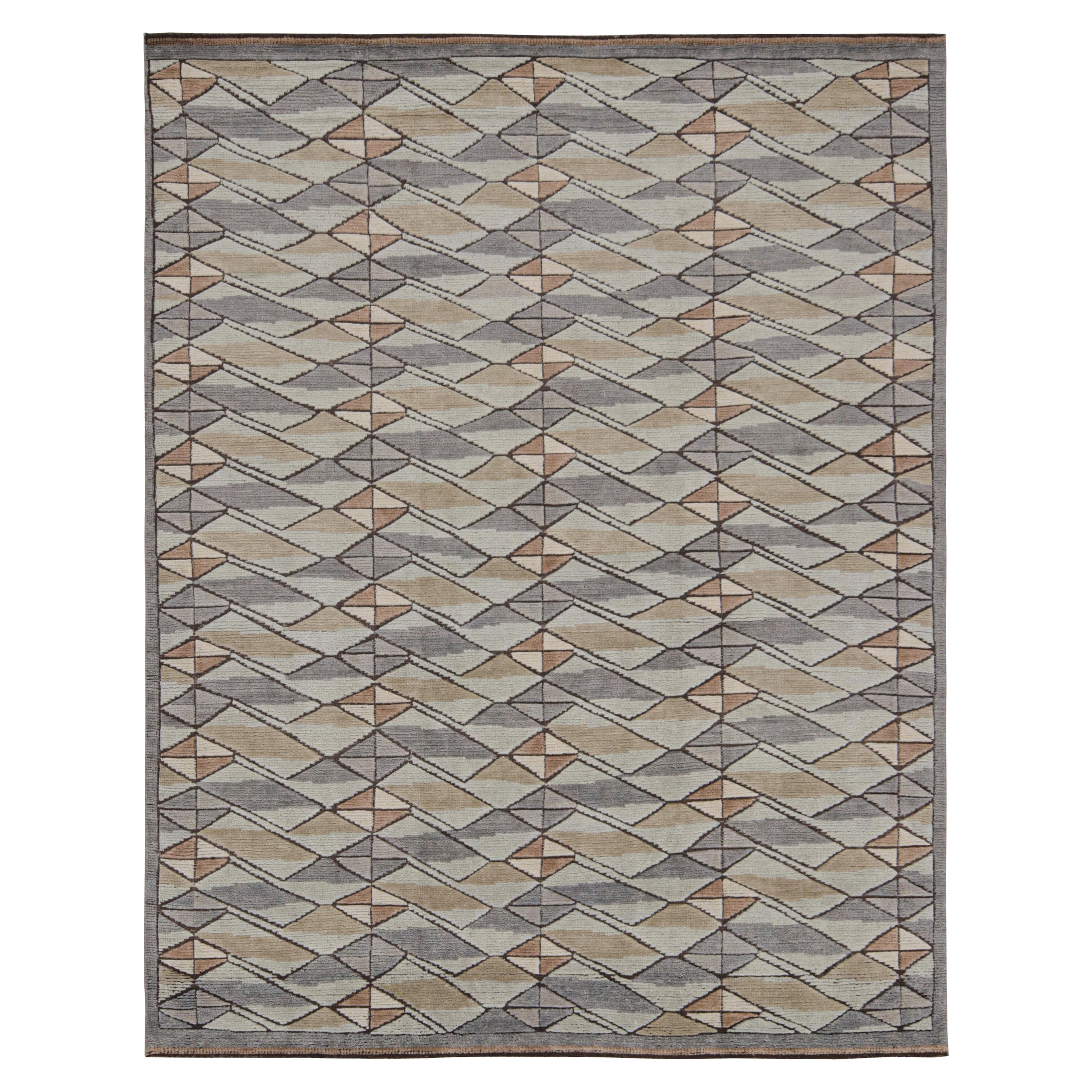 Rug
Kilim
s Teppich im skandinavischen Stil in Beige-Braun und Grau mit geometrischen Mustern