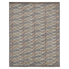 Rug
Kilim
s Teppich im skandinavischen Stil in Beige-Braun und Grau mit geometrischen Mustern