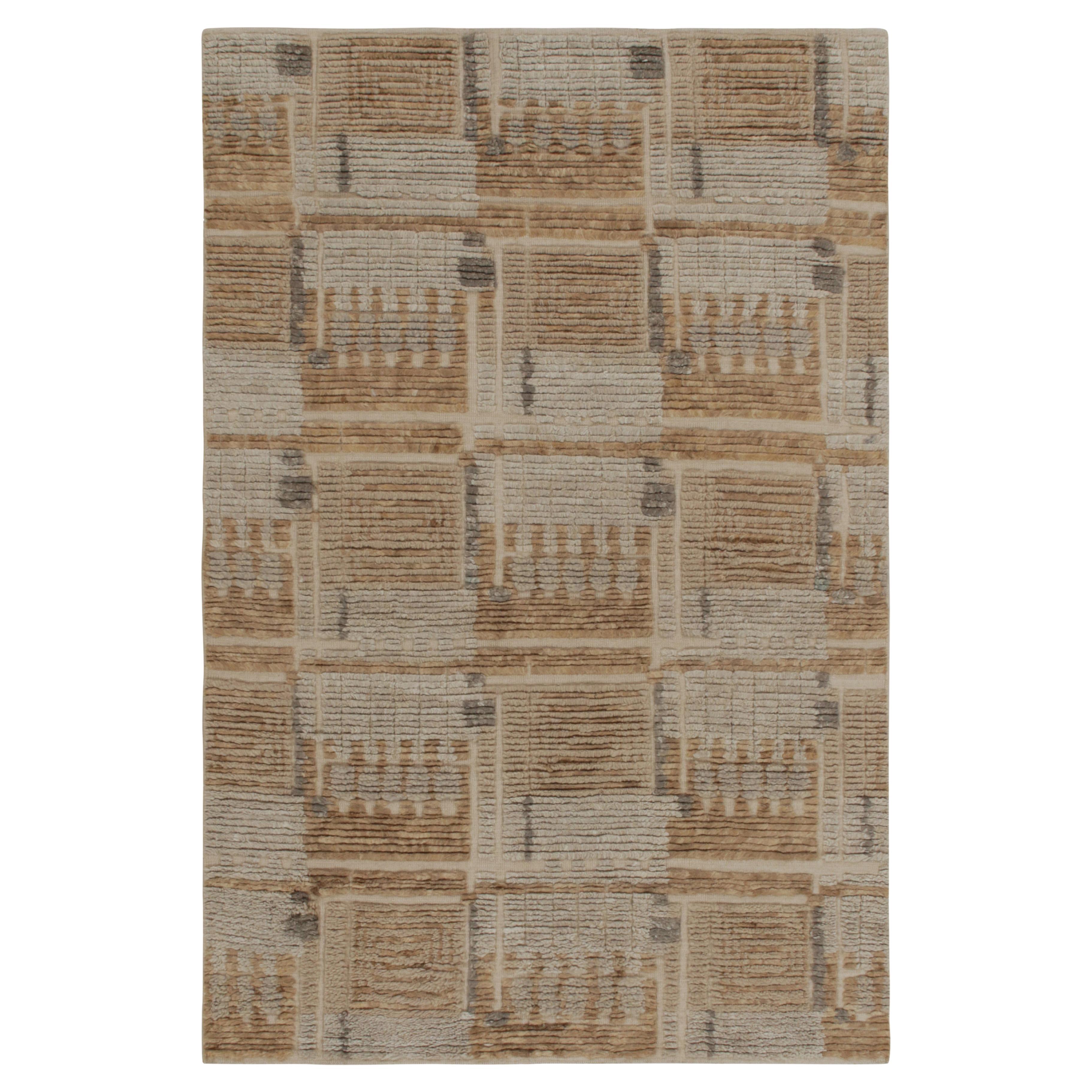 Rug & Kilim’s Scandinavian Style Rug in Beige-Brown and Gray High-Low Patterns