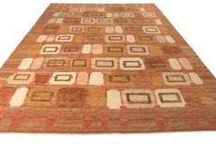 Rug & Kilim’s Scandinavian Style Rug in Beige-Brown and Pink High-Low Pattern