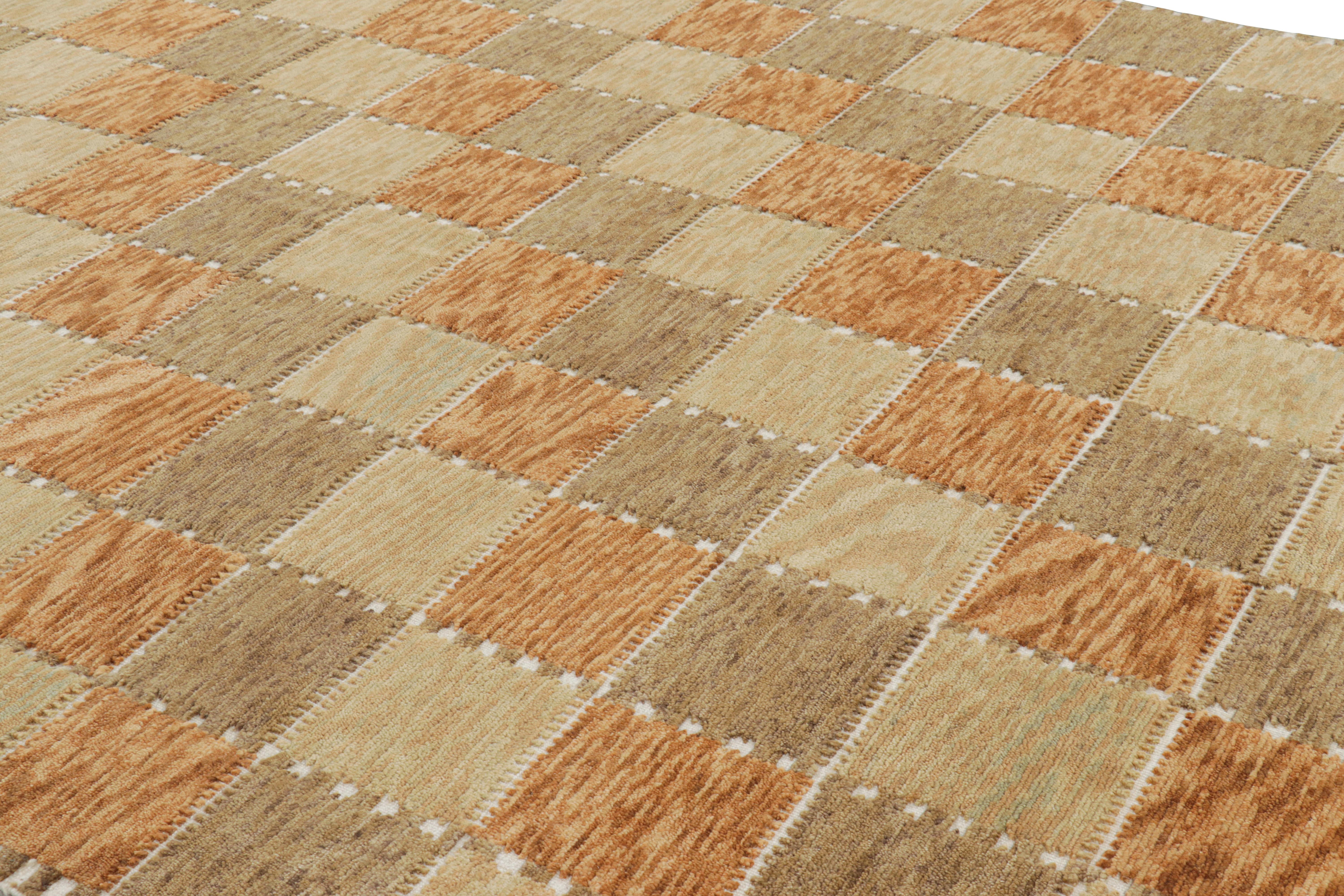 Hecha con lana anudada a mano, esta alfombra de 9x12 es una nueva y emocionante incorporación a la colección de alfombras escandinavas de Rug & Kilim: una reinvención contemporánea del minimalismo sueco y de las alfombras y tejidos vintage de las