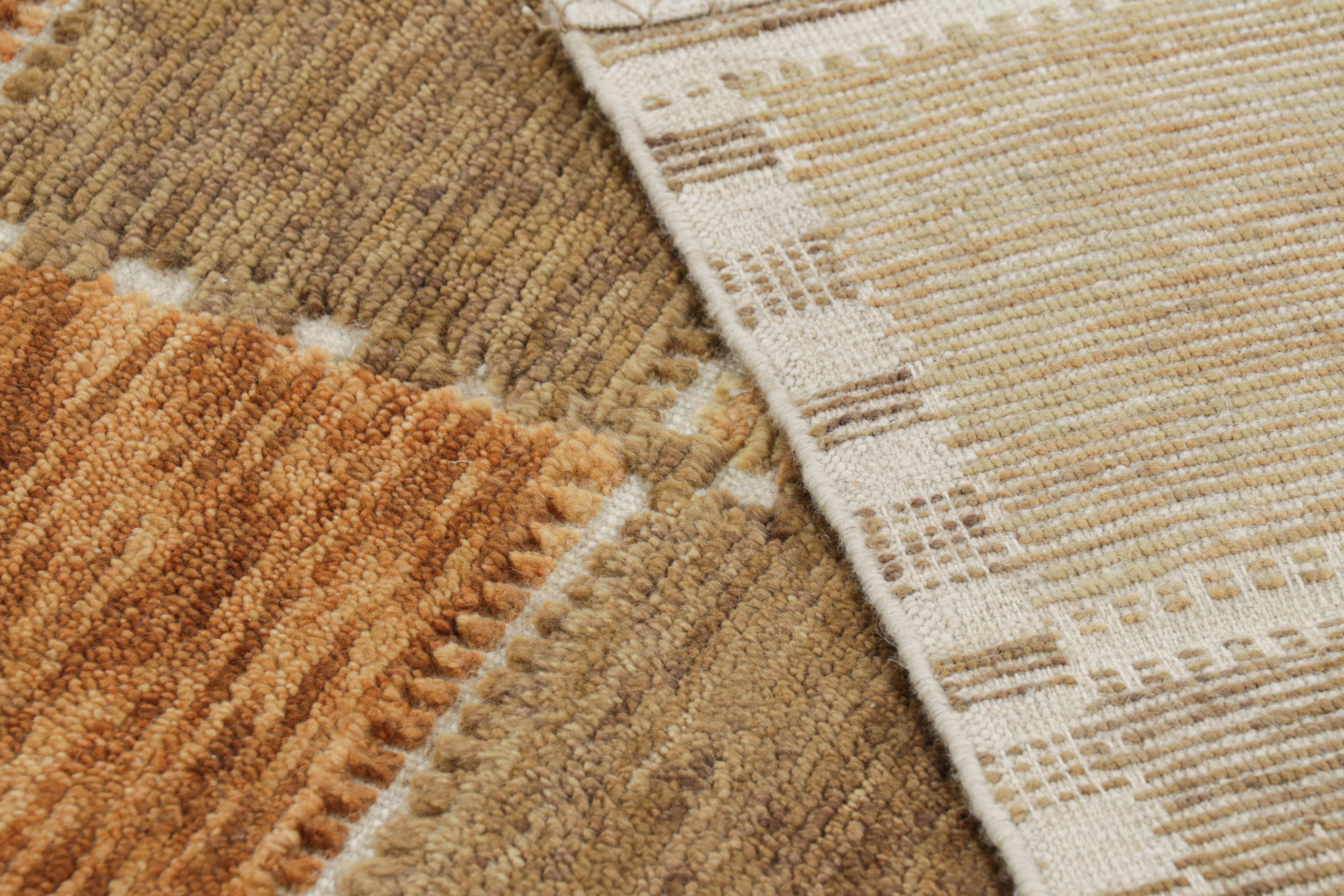 Contemporary Rug & Kilim’s Scandinavian Style Rug in Beige-Brown and Rust Geometric Pattern For Sale