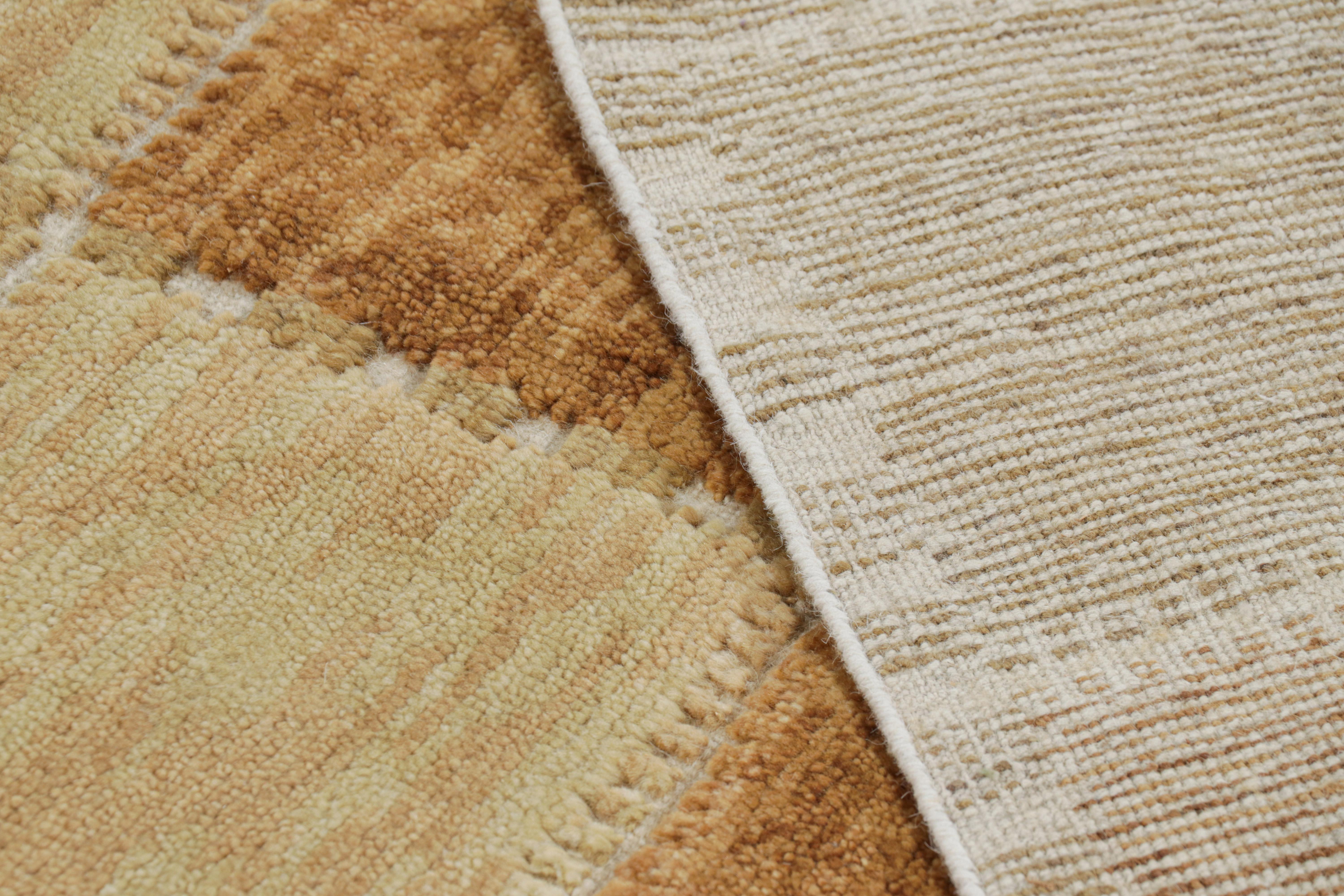 Contemporary Rug & Kilim’s Scandinavian Style Rug in Beige-Brown and Rust Geometric Pattern For Sale