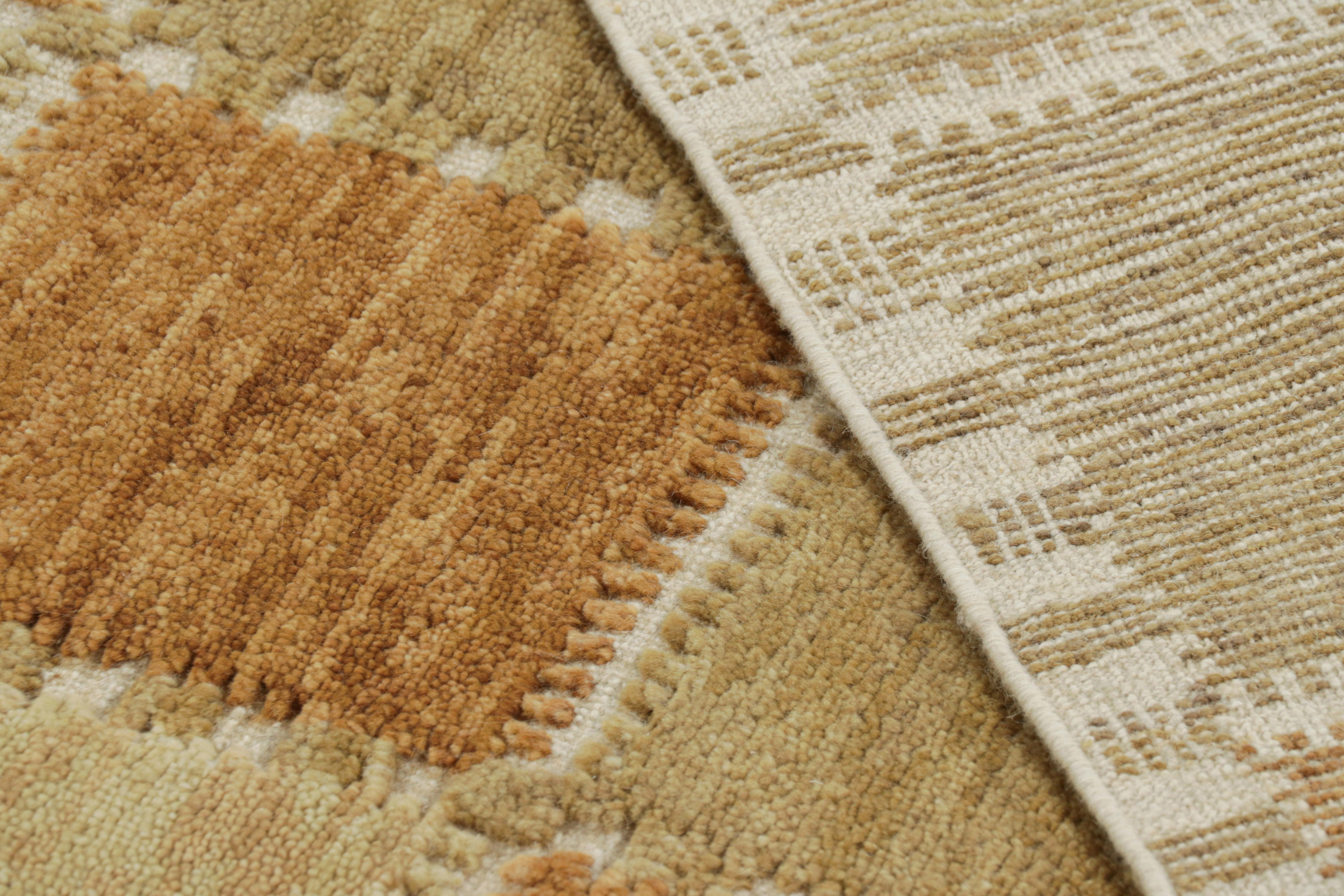 Contemporary Rug & Kilim’s Scandinavian Style Rug in Beige-Brown and Rust Geometric Pattern For Sale