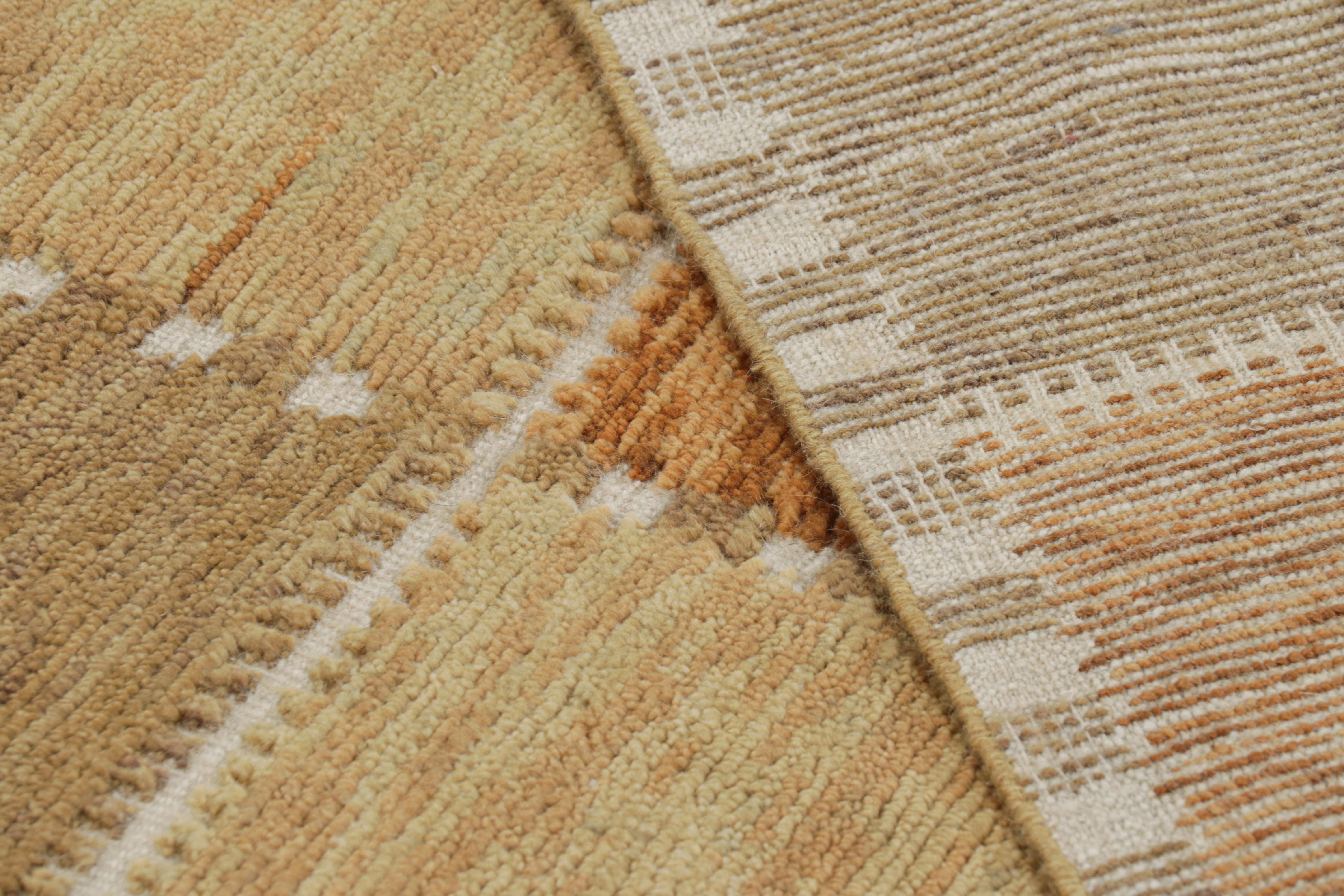 Contemporary Rug & Kilim’s Scandinavian Style Rug in Beige-Brown and Rust Geometric Pattern For Sale