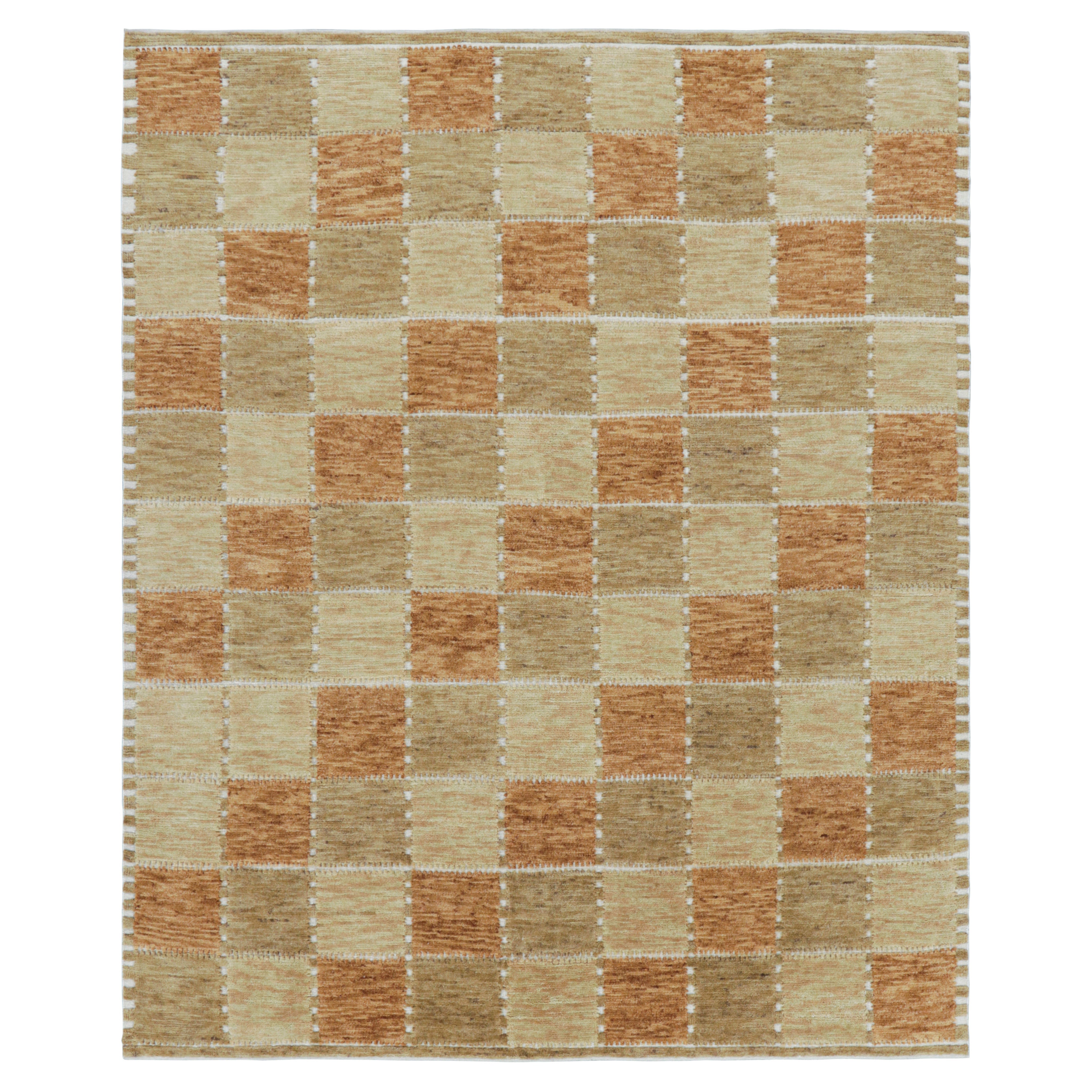 Rug & Kilim’s Scandinavian Style Rug in Beige-Brown and Rust Geometric Pattern