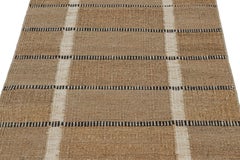 Rug & Kilim’s Scandinavian Style Rug In Beige-Brown, Black and White Stripes