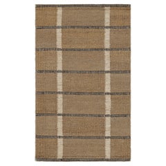 Rug & Kilim’s Scandinavian Style Rug In Beige-Brown, Black and White Stripes