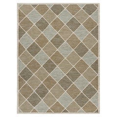 Rug & Kilim’s Scandinavian Style Rug in Beige-Brown & Blue Diamond Patterns