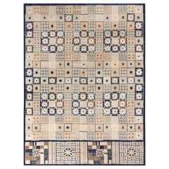 Tappeto in stile scandinavo Rug & Kilim in beige-marrone, motivo geometrico blu