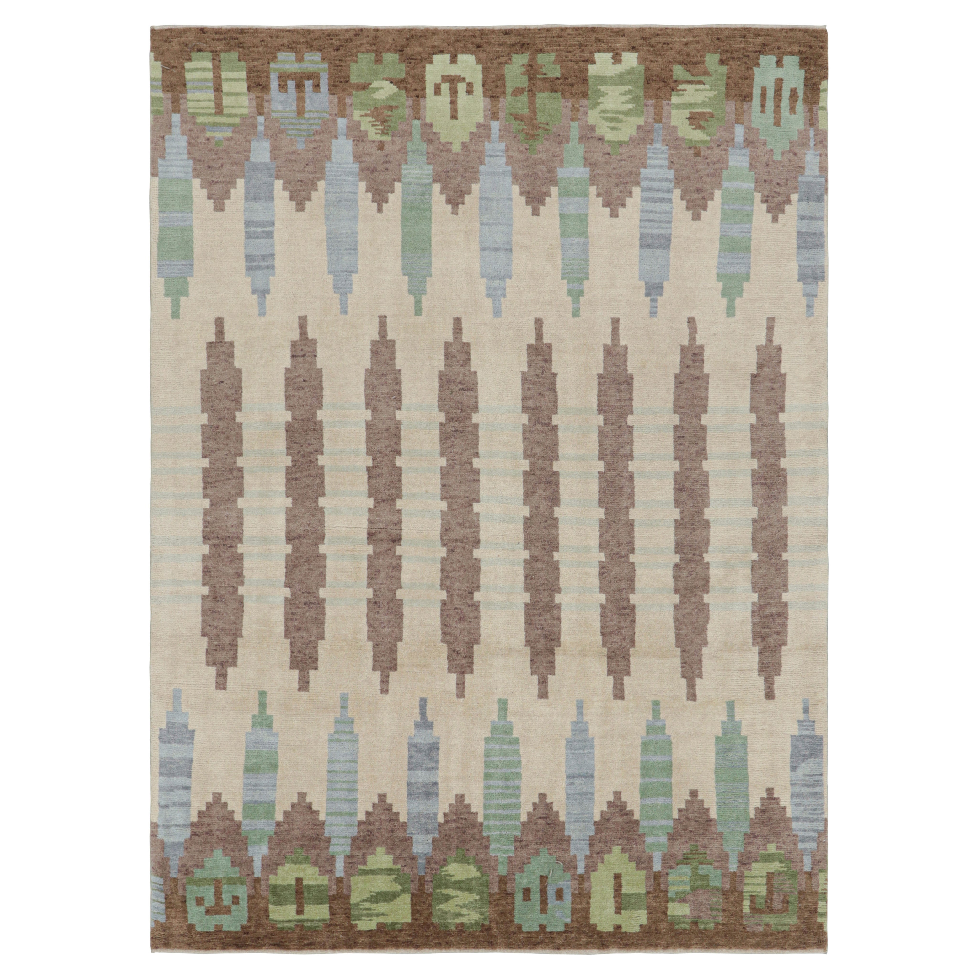 Tappeto in stile scandinavo Rug & Kilim in beige-marrone blu con motivi geometrici