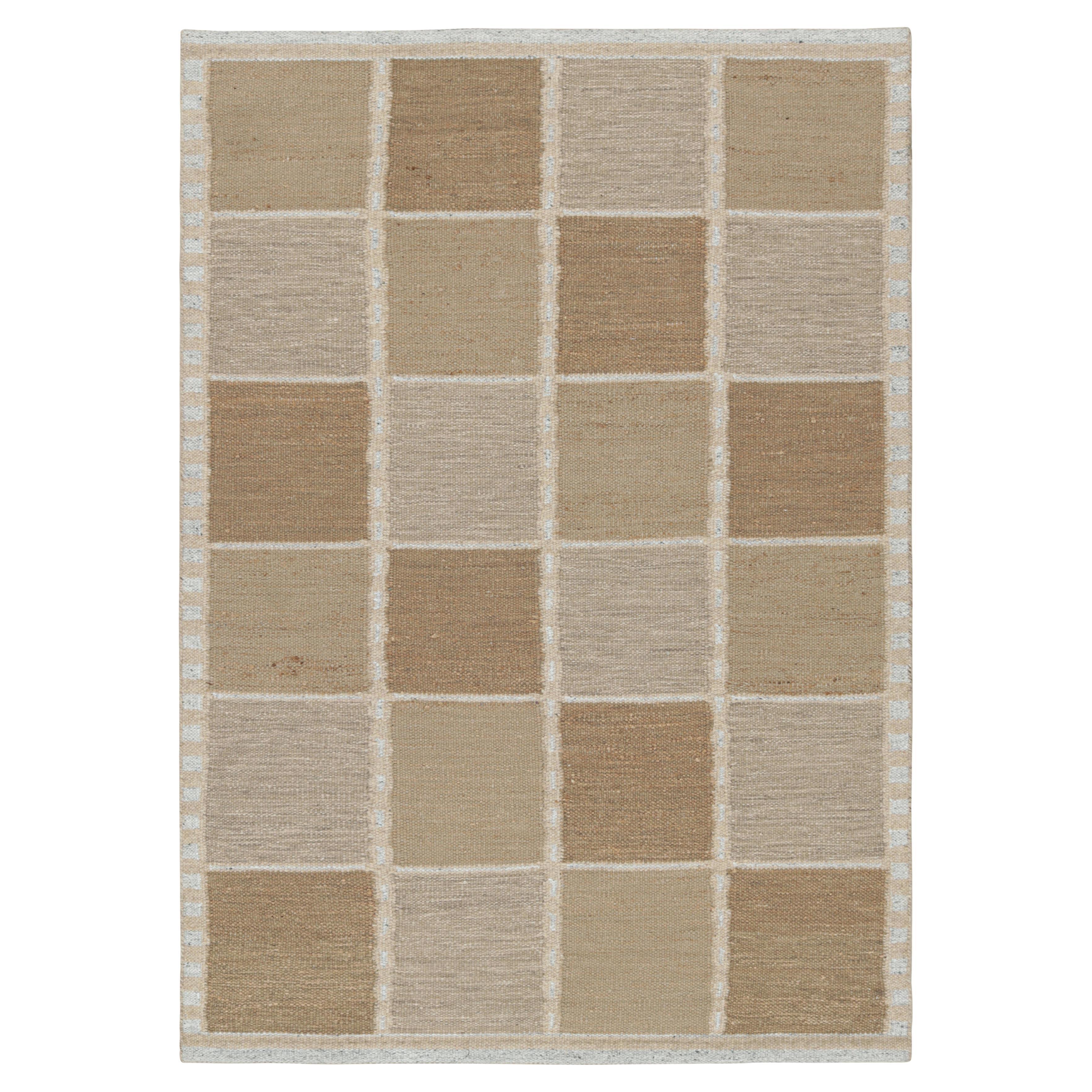 Rug & Kilim’s Scandinavian Style Rug in Beige-Brown & Cream Geometric Patterns