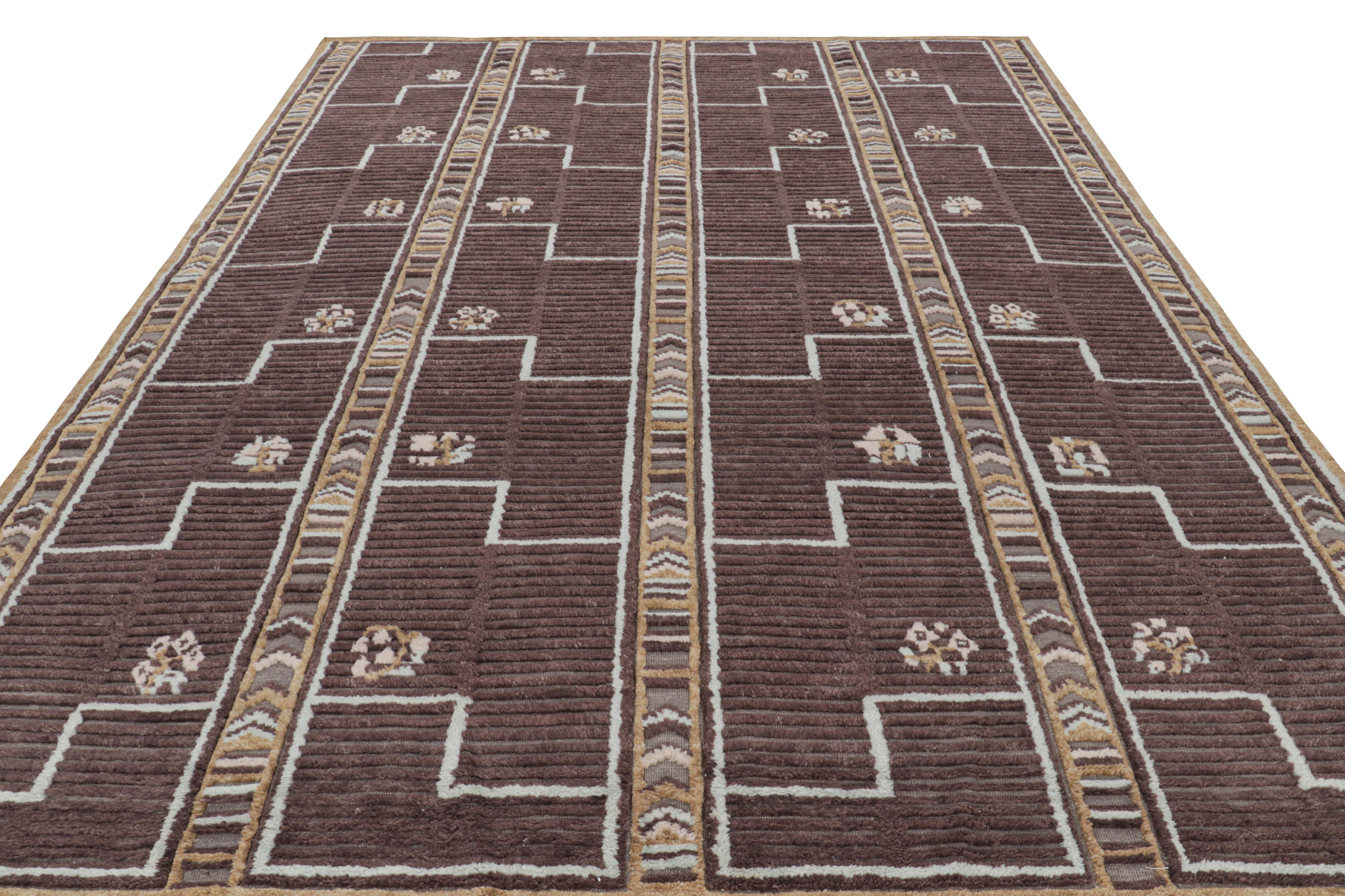 Rug & Kilim's Teppich im skandinavischen Stil in Beige-Braun mit geometrischen Mustern (Indisch) im Angebot