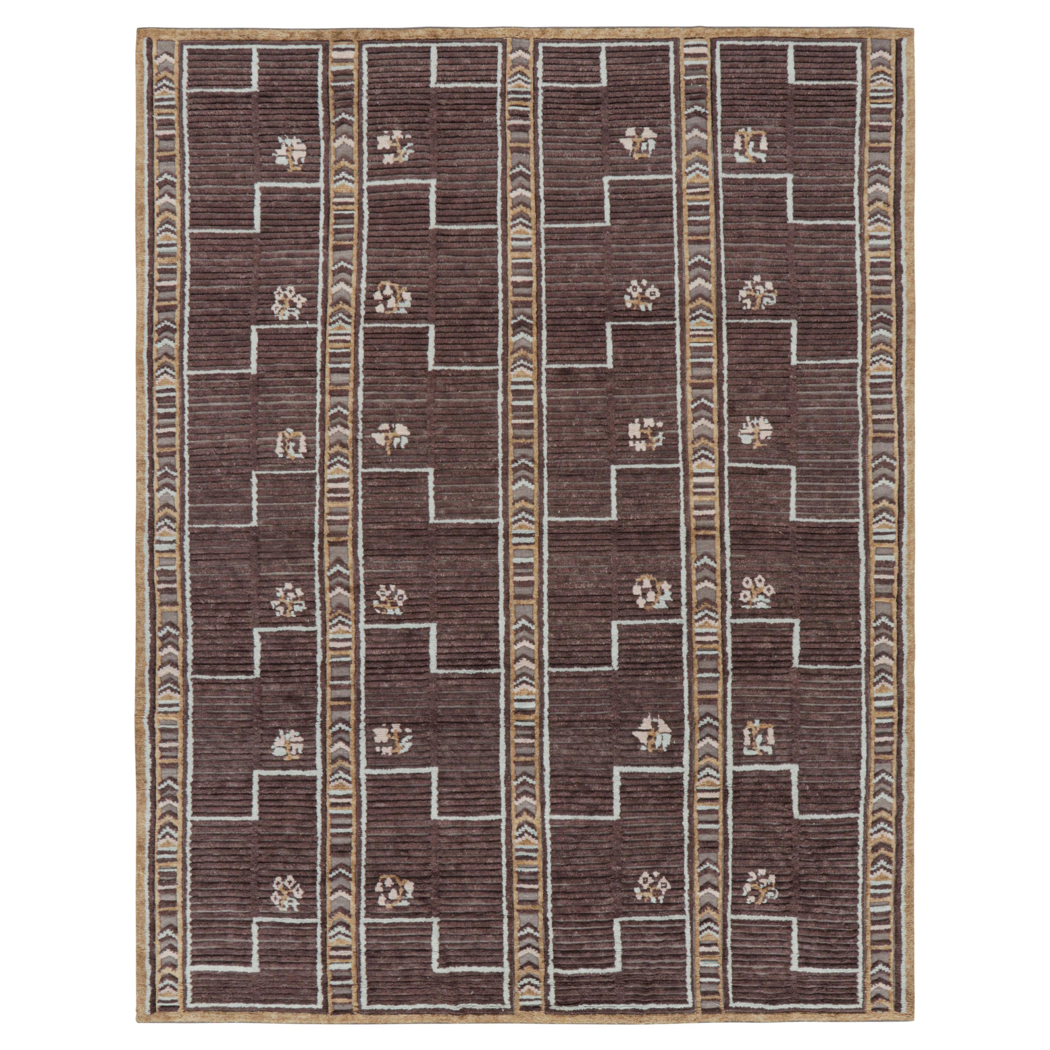 Rug & Kilim’s Scandinavian Style Rug in Beige-Brown Geometric Patterns