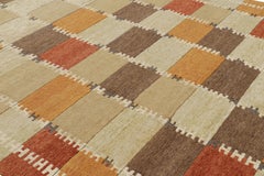 Rug & Kilim’s Scandinavian Style Rug in Beige-Brown Gold & Red Geometric Pattern
