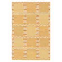 Rug
Kilim
s Teppich im skandinavischen Stil in Beige-Braun-Gold mit geometrischem Muster