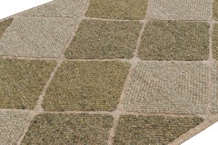 Rug & Kilim’s Scandinavian Style Rug in Beige-Brown & Green Diamond Patterns