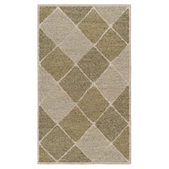 Rug & Kilim's Teppich im skandinavischen Stil in Beige-Braun & Grün mit Rautenmustern