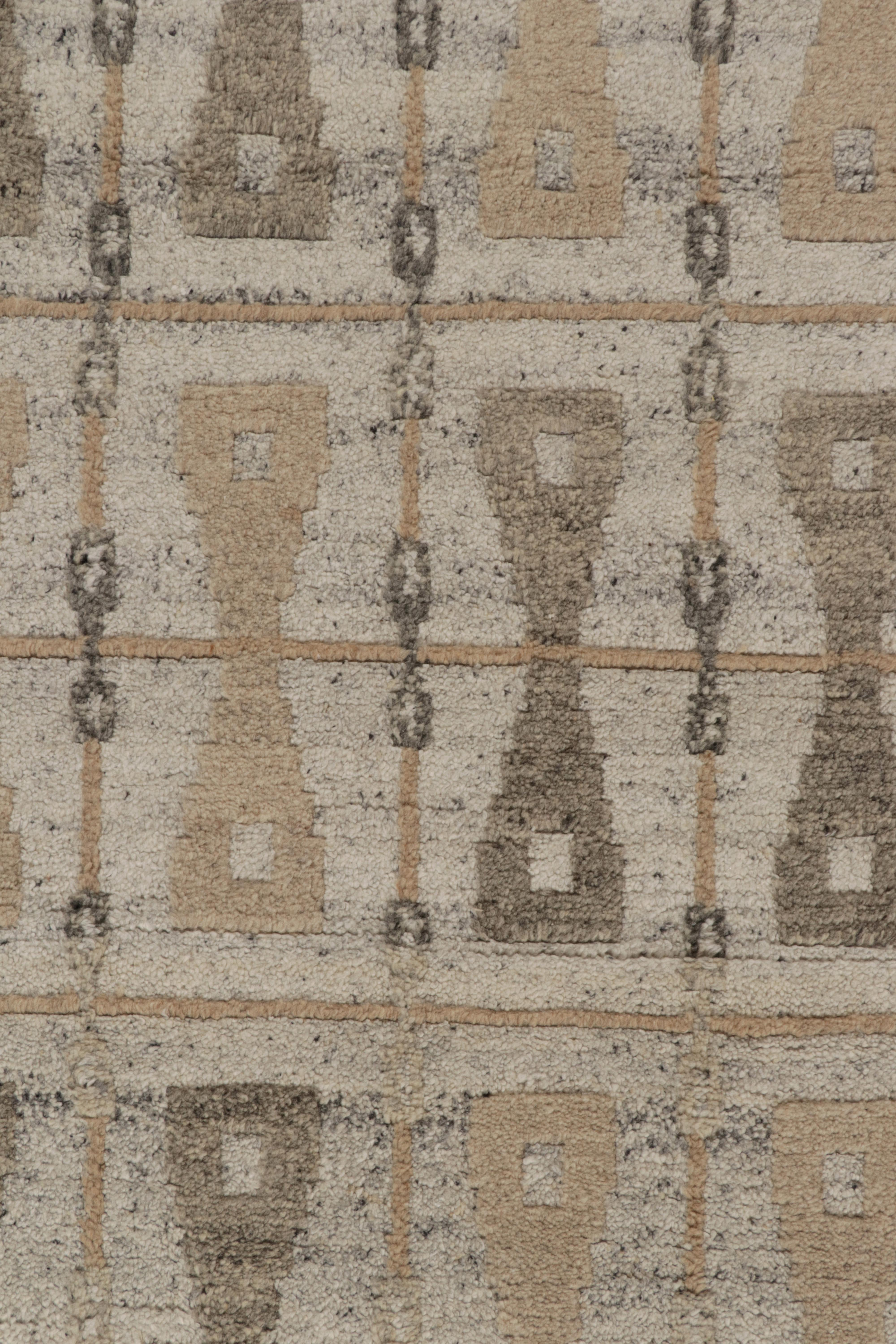 Teppich & Kilims im skandinavischen Stil in Beige-Braun & Grau mit geometrischen Mustern im Zustand „Neu“ im Angebot in Long Island City, NY