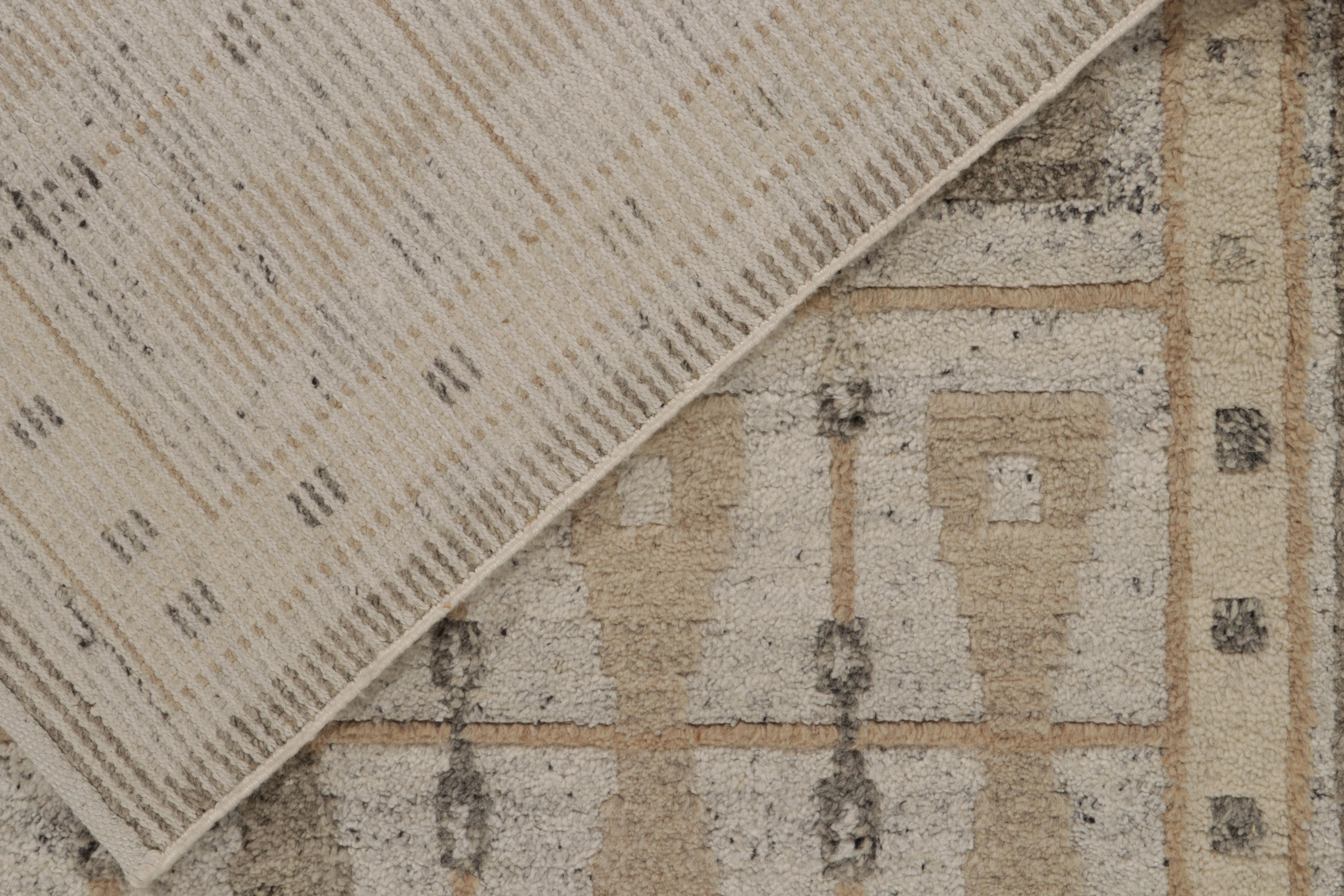 Teppich & Kilims im skandinavischen Stil in Beige-Braun & Grau mit geometrischen Mustern (21. Jahrhundert und zeitgenössisch) im Angebot