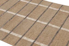 Rug & Kilim's Teppich im skandinavischen Stil in Brown-Beige mit schwarzen und weißen Streifen