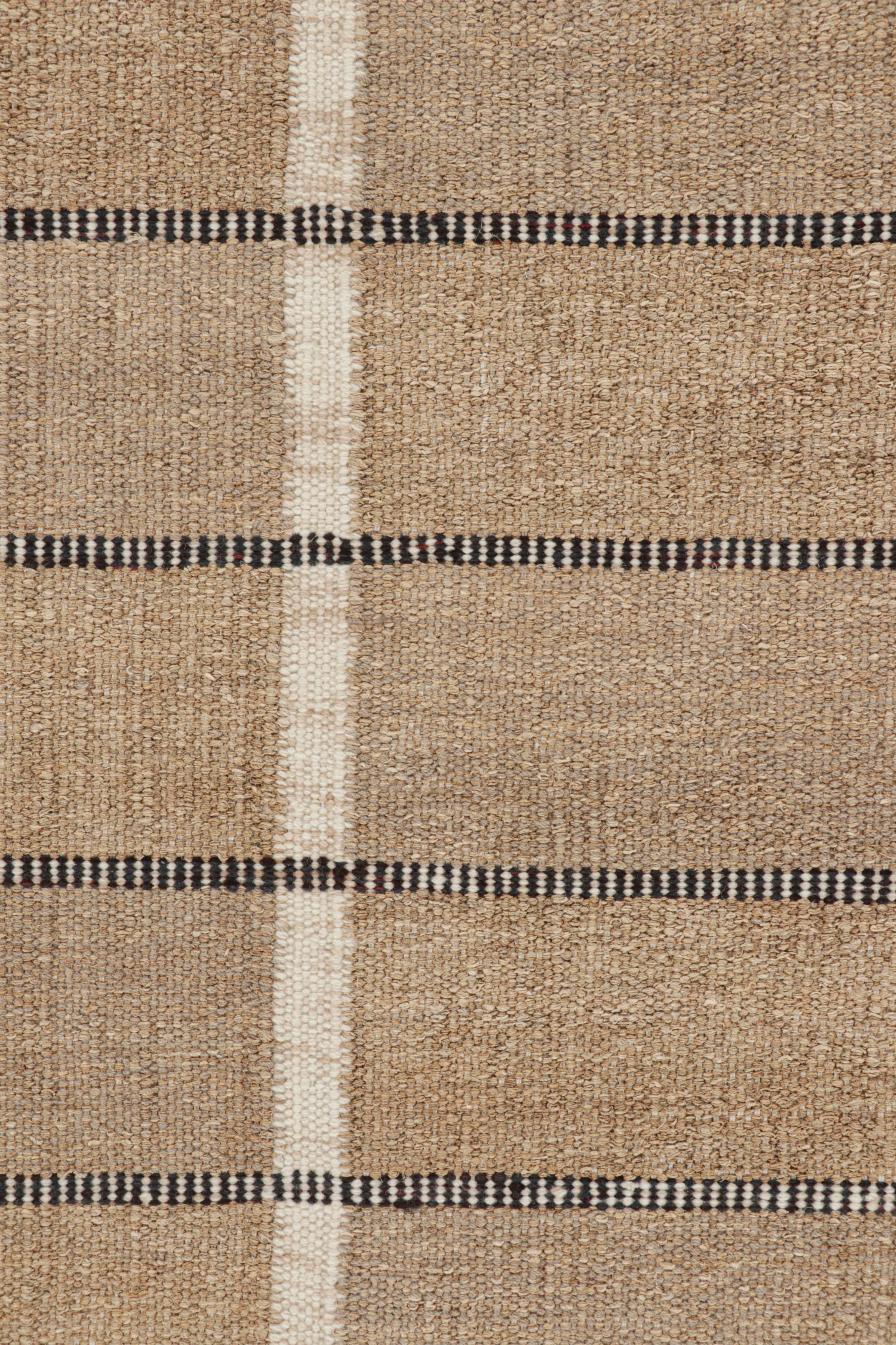 Tappeto in stile scandinavo Rug & Kilim in beige-marrone con strisce bianche e nere In condizioni Nuovo in vendita a Long Island City, NY
