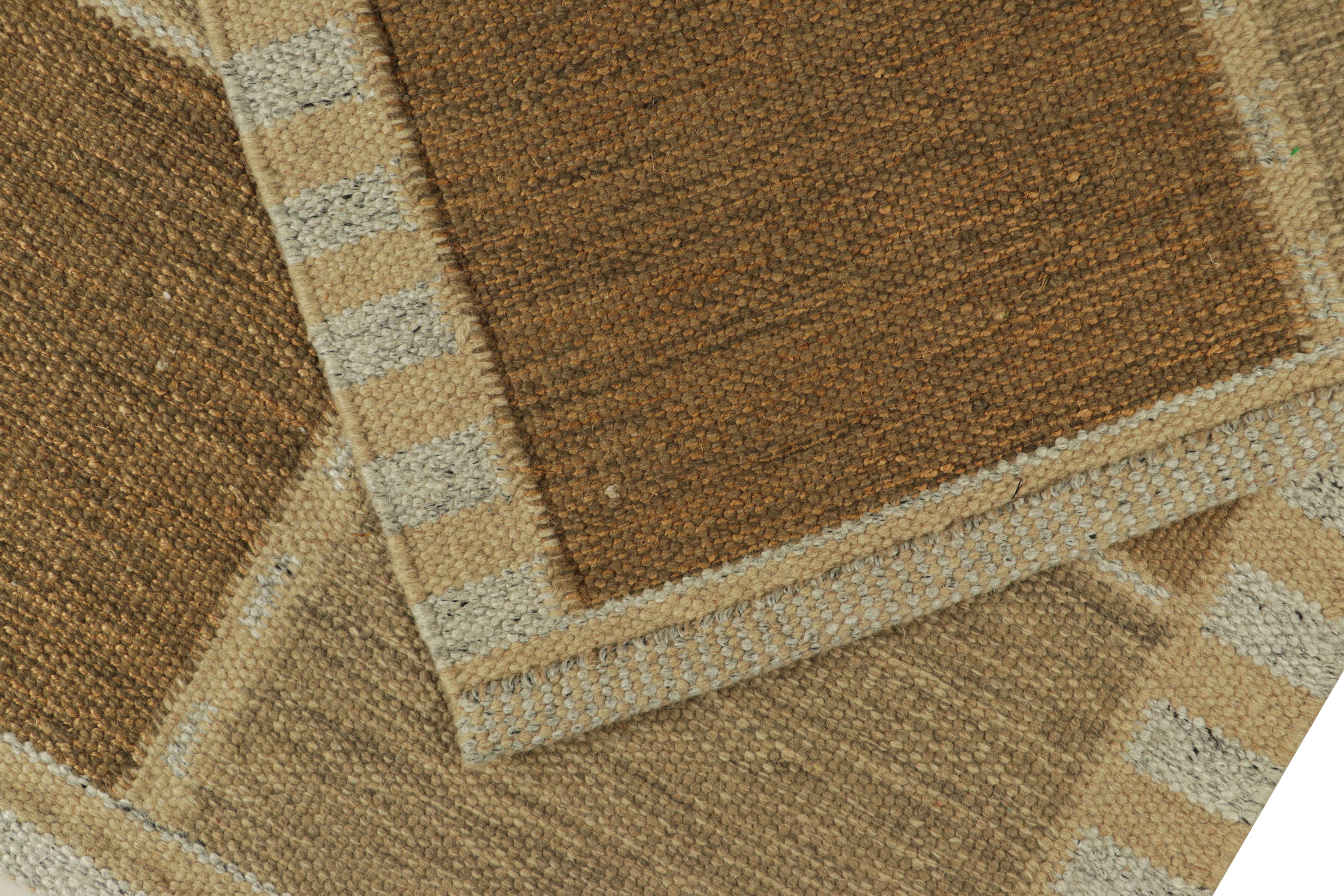 Alfombra de estilo escandinavo Rug & Kilim en beige-marrón, con dibujo geométrico azul Lana en venta