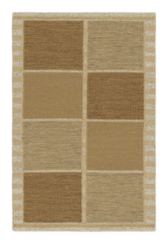 Rug & Kilim’s Scandinavian Style Rug in Beige-Brown, with Blue Geometric Pattern
