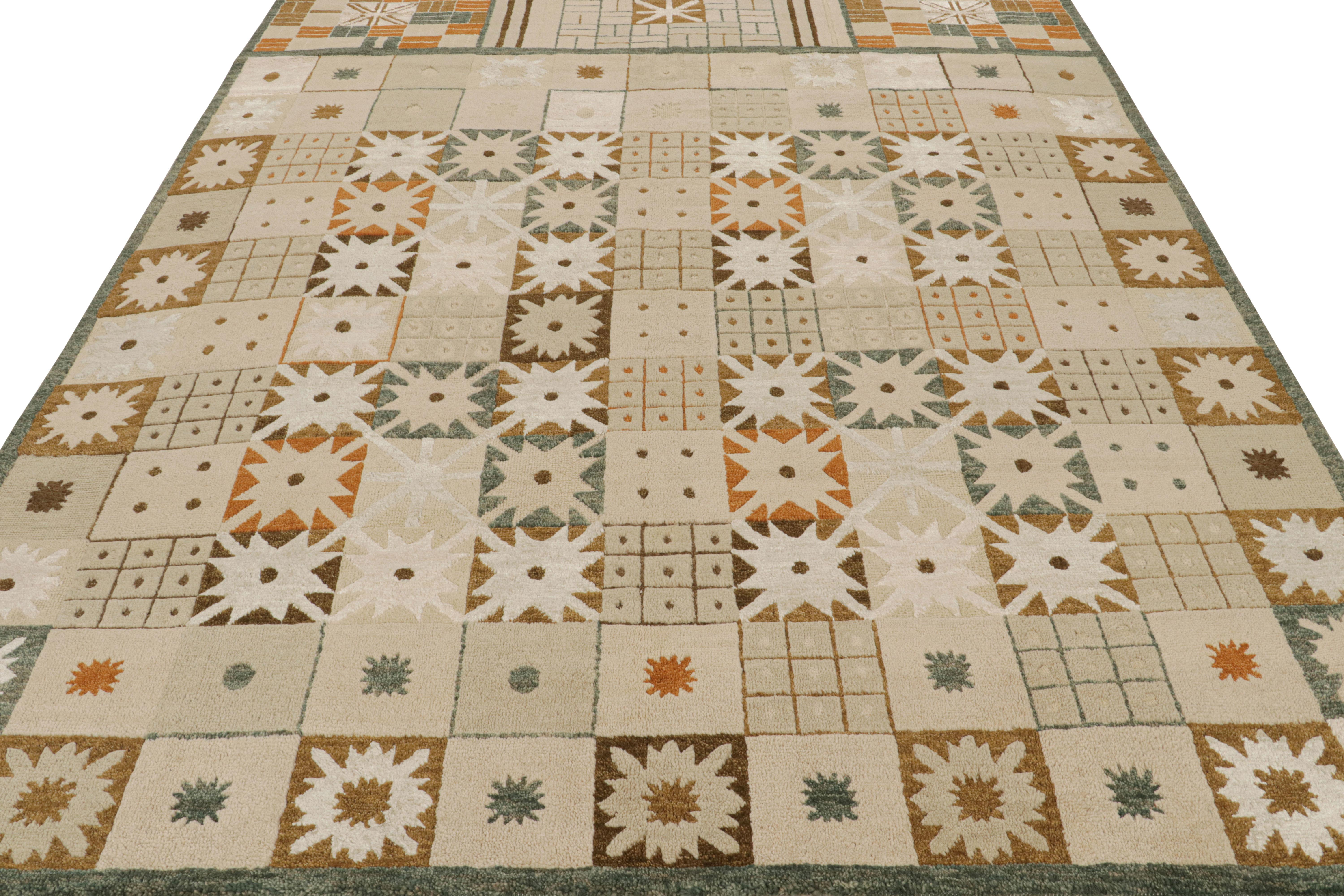 Scandinave moderne Rug & Kilim's Scandinavian Style Rug in Beige-Brown with Geometric Patterns (tapis de style scandinave à motifs géométriques) en vente