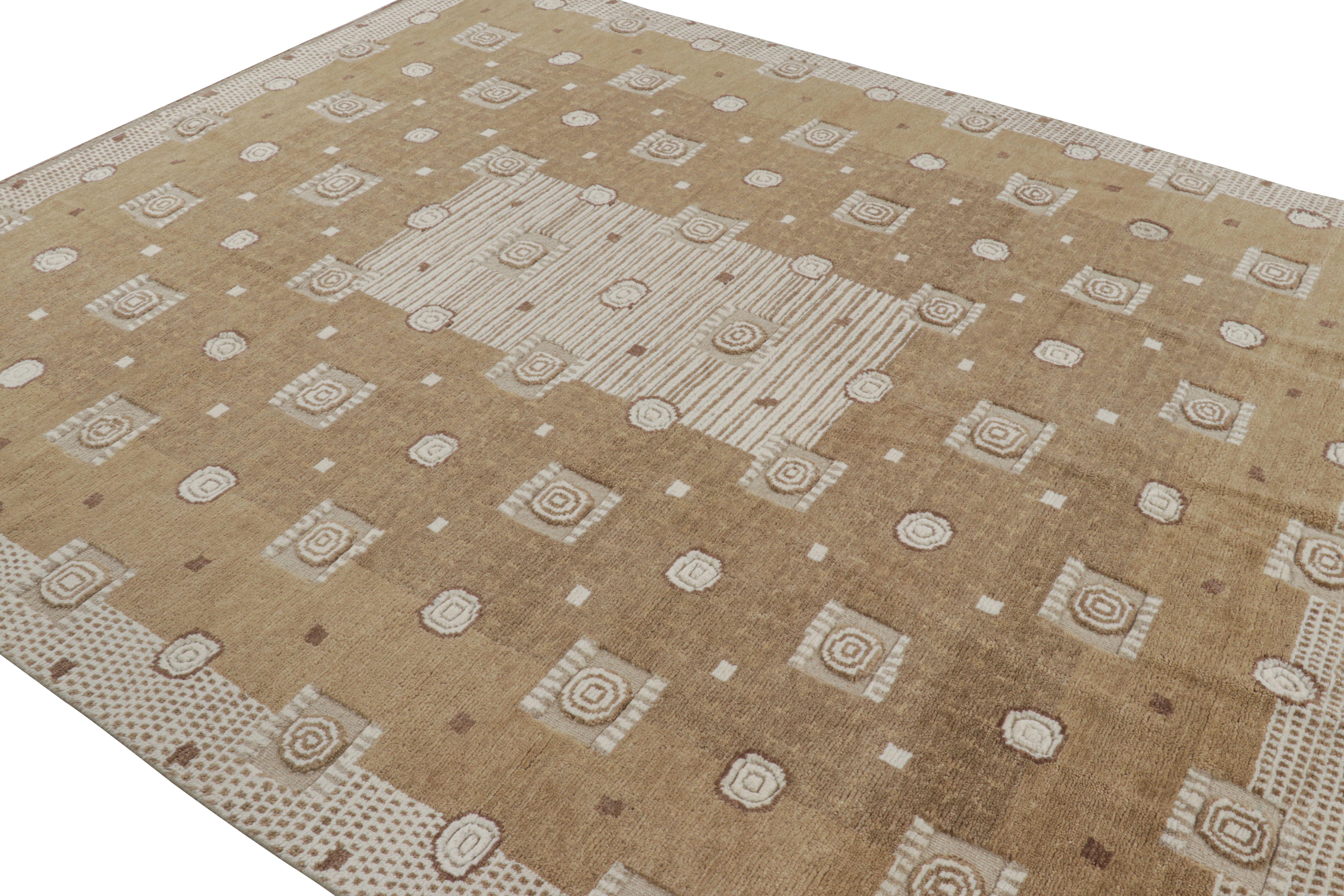 Indien Rug & Kilim's Scandinavian Style Rug in Beige-Brown with Geometric Patterns (tapis de style scandinave à motifs géométriques) en vente