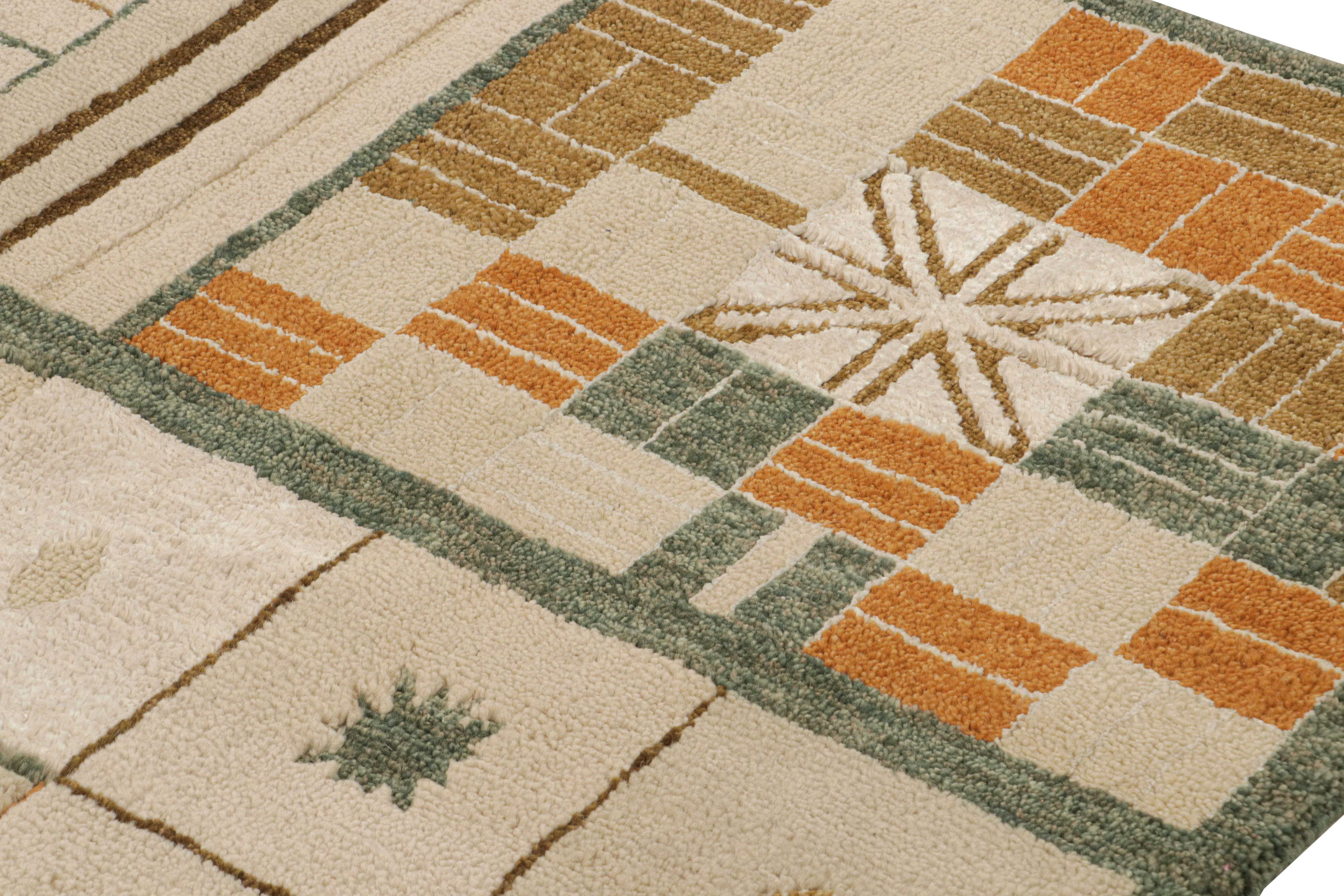 Noué à la main Rug & Kilim's Scandinavian Style Rug in Beige-Brown with Geometric Patterns (tapis de style scandinave à motifs géométriques) en vente