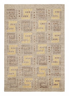 Rug & Kilim's Teppich im skandinavischen Stil in Beige-Braun, mit geometrischen Mustern