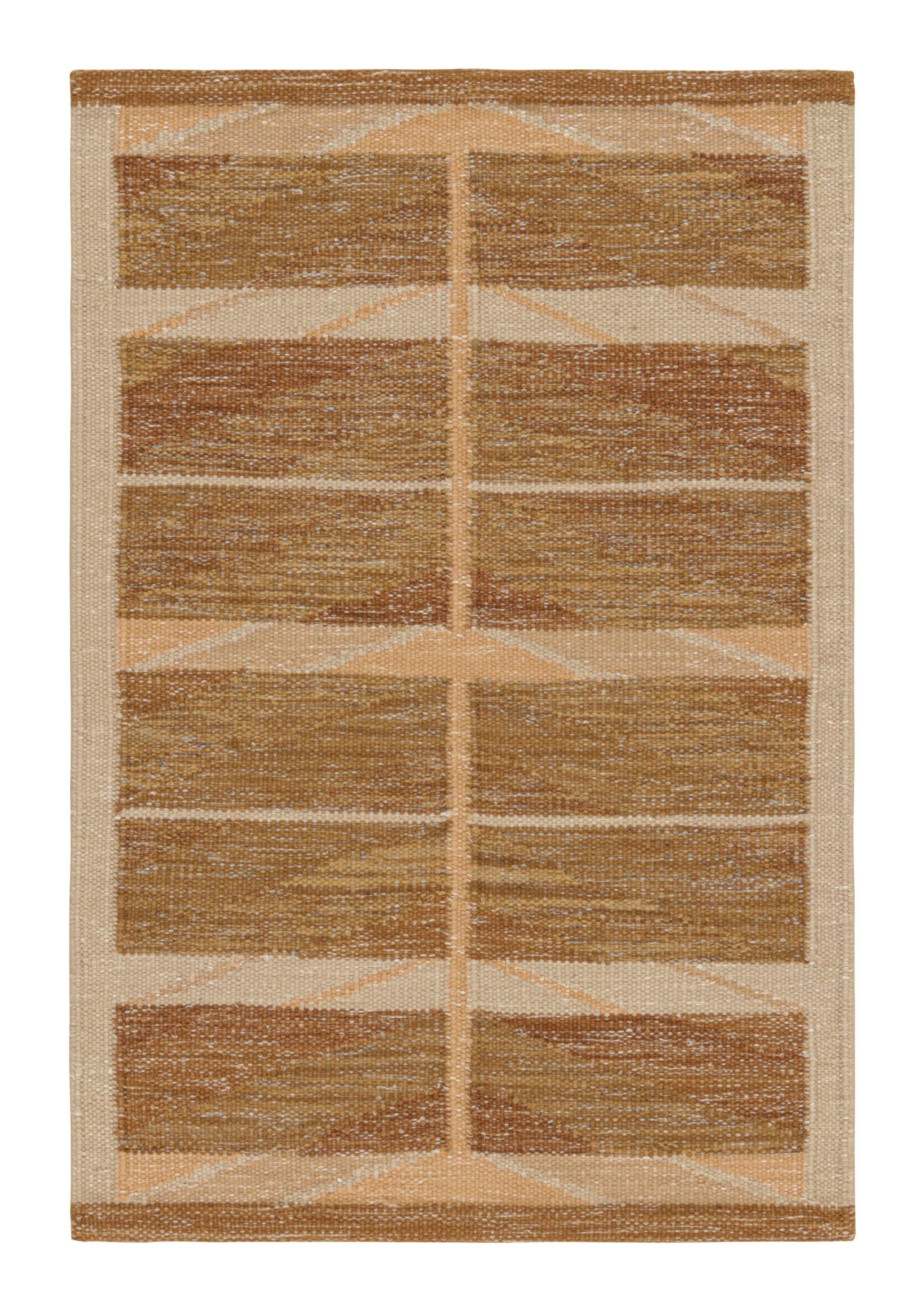 Rug & Kilim’s Scandinavian Style Rug in Beige-Brown, with Geometric Patterns