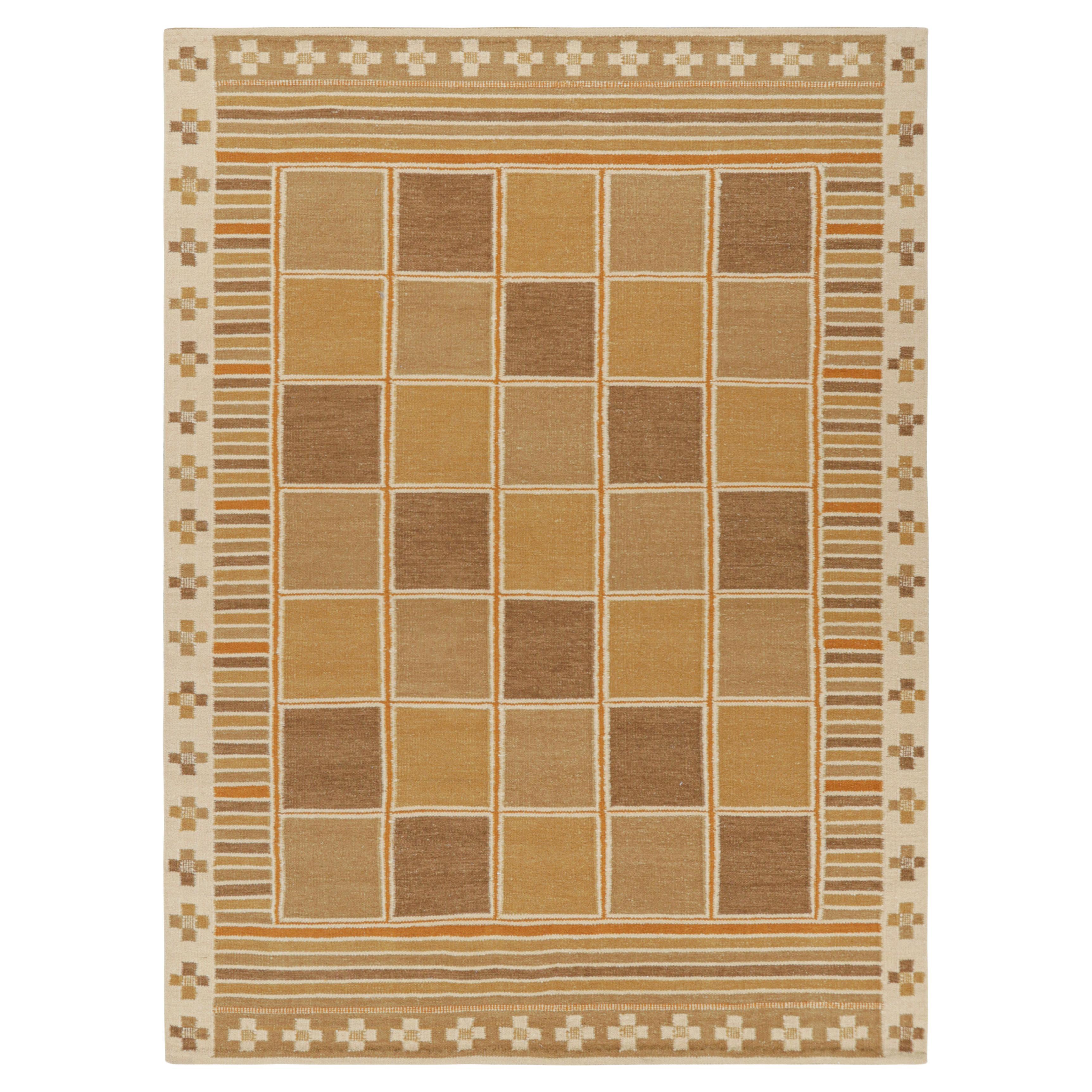 Rug & Kilim’s Scandinavian Style Rug in Beige-Brown with Geometric Patterns