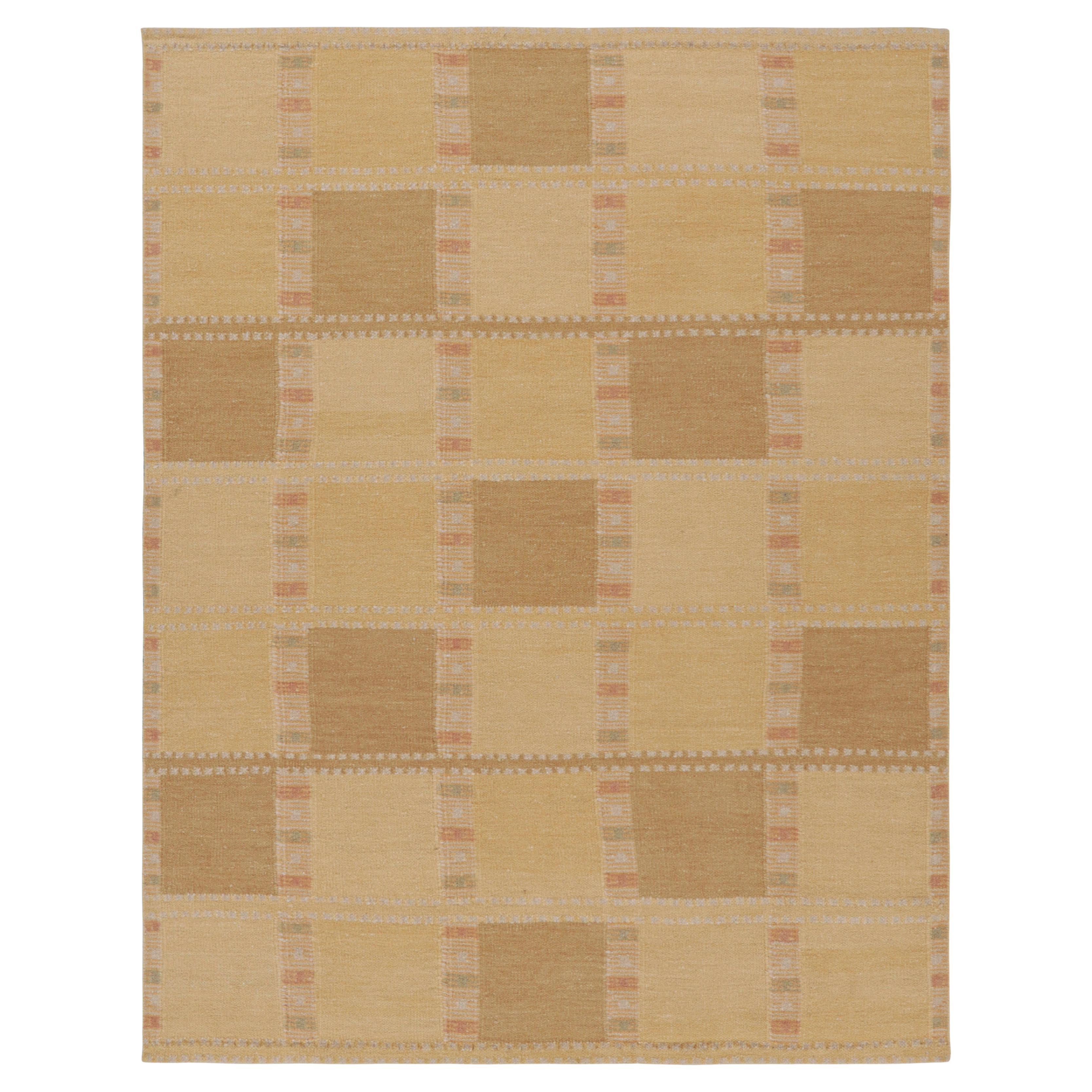 Rug & Kilim’s Scandinavian Style Rug in Beige-Brown with Geometric Patterns