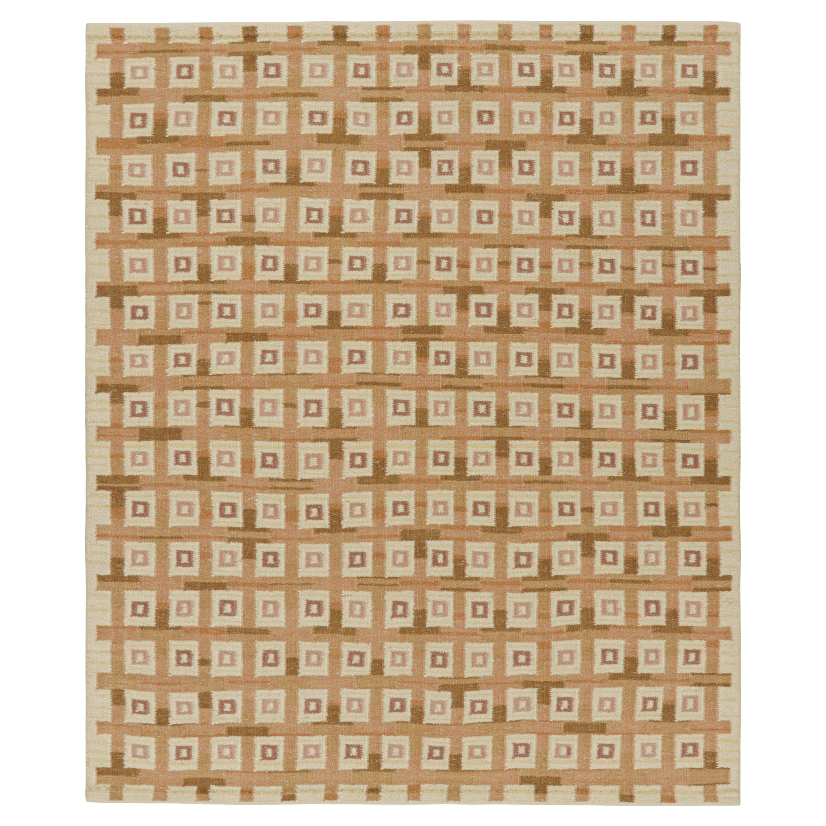 Rug & Kilim’s Scandinavian Style Rug in Beige-Brown with Geometric Patterns