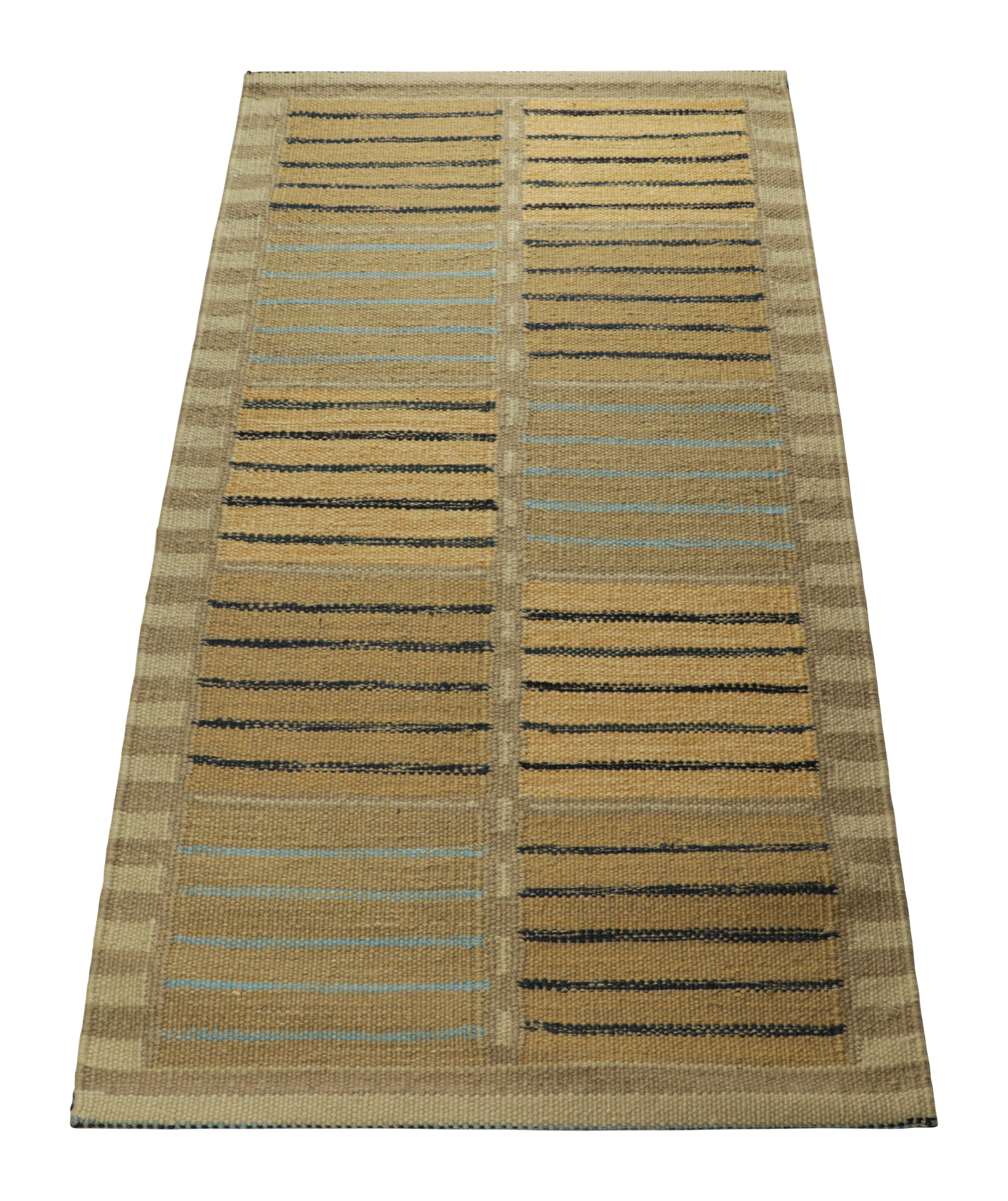 Indiano Tappeto in stile scandinavo Rug & Kilim in beige-marrone, con strisce geometriche in vendita