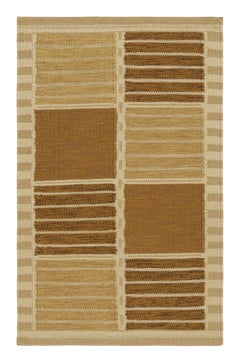 Rug & Kilim’s Scandinavian Style Rug in Beige-Brown, with Geometric Stripes