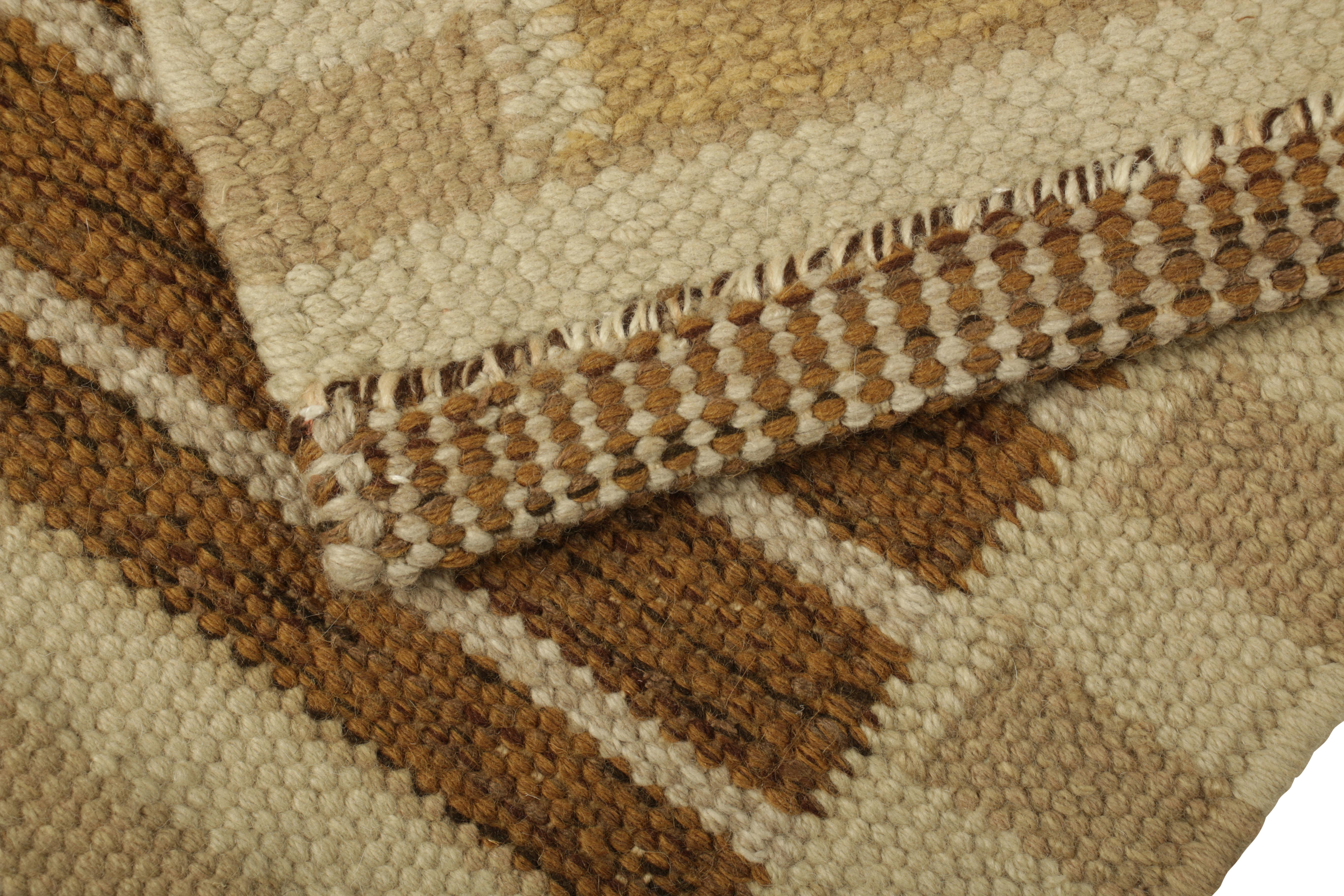 Rug & Kilim's Teppich im skandinavischen Stil in Beige-Braun mit geometrischen Streifen (Wolle) im Angebot