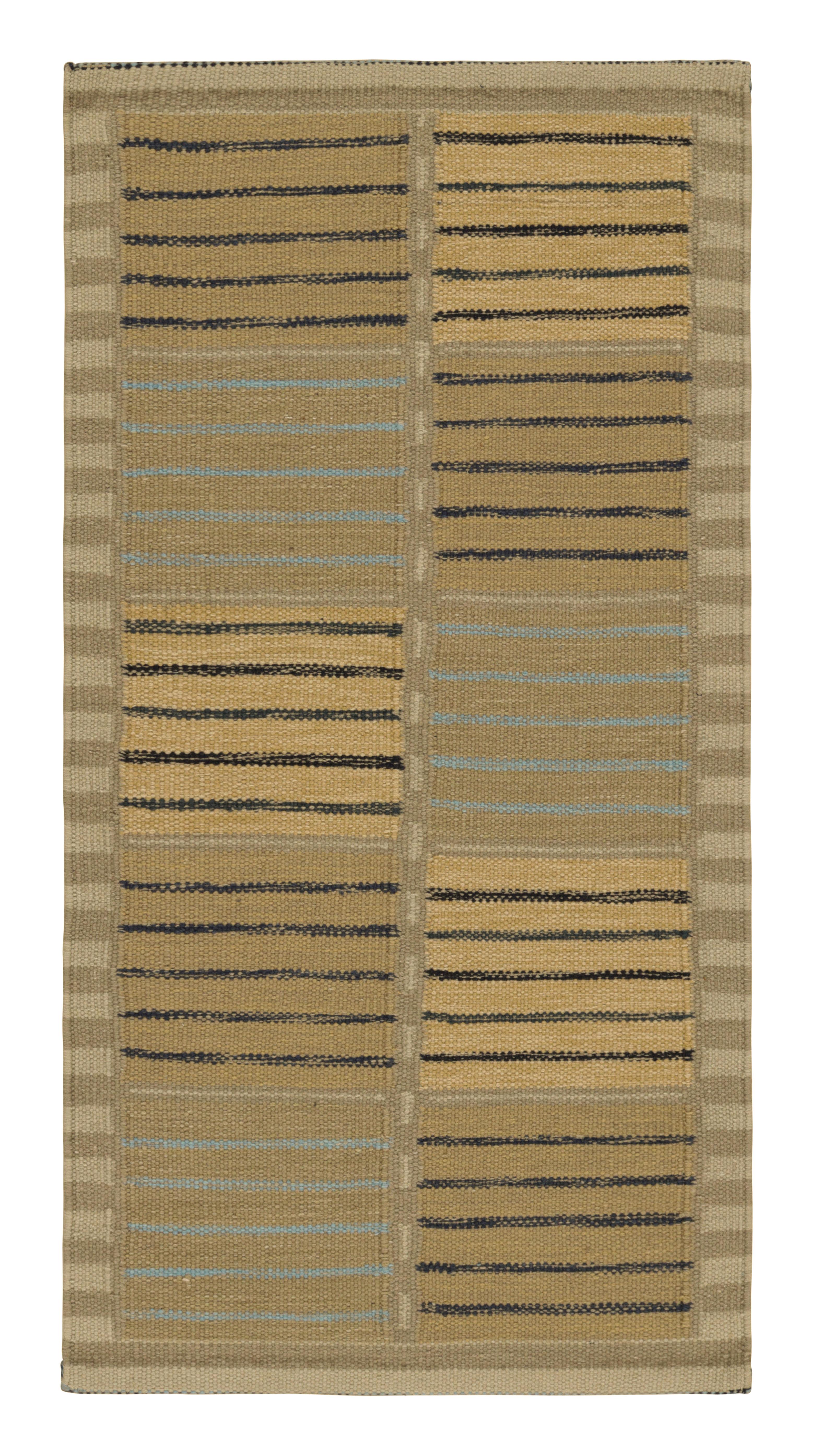 Rug & Kilim’s Scandinavian Style Rug in Beige-Brown, with Geometric Stripes